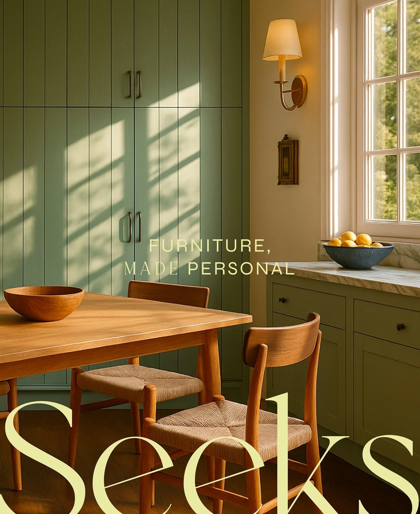 2/3 @seeksfurniture brings a fresh energy to our portfolio, softer, more playful, but still distinctly elevated.

With a signature yellow tone and a gentle lowercase serif logotype, the Seeks brand balances craft with clarity. From bark-inspired text