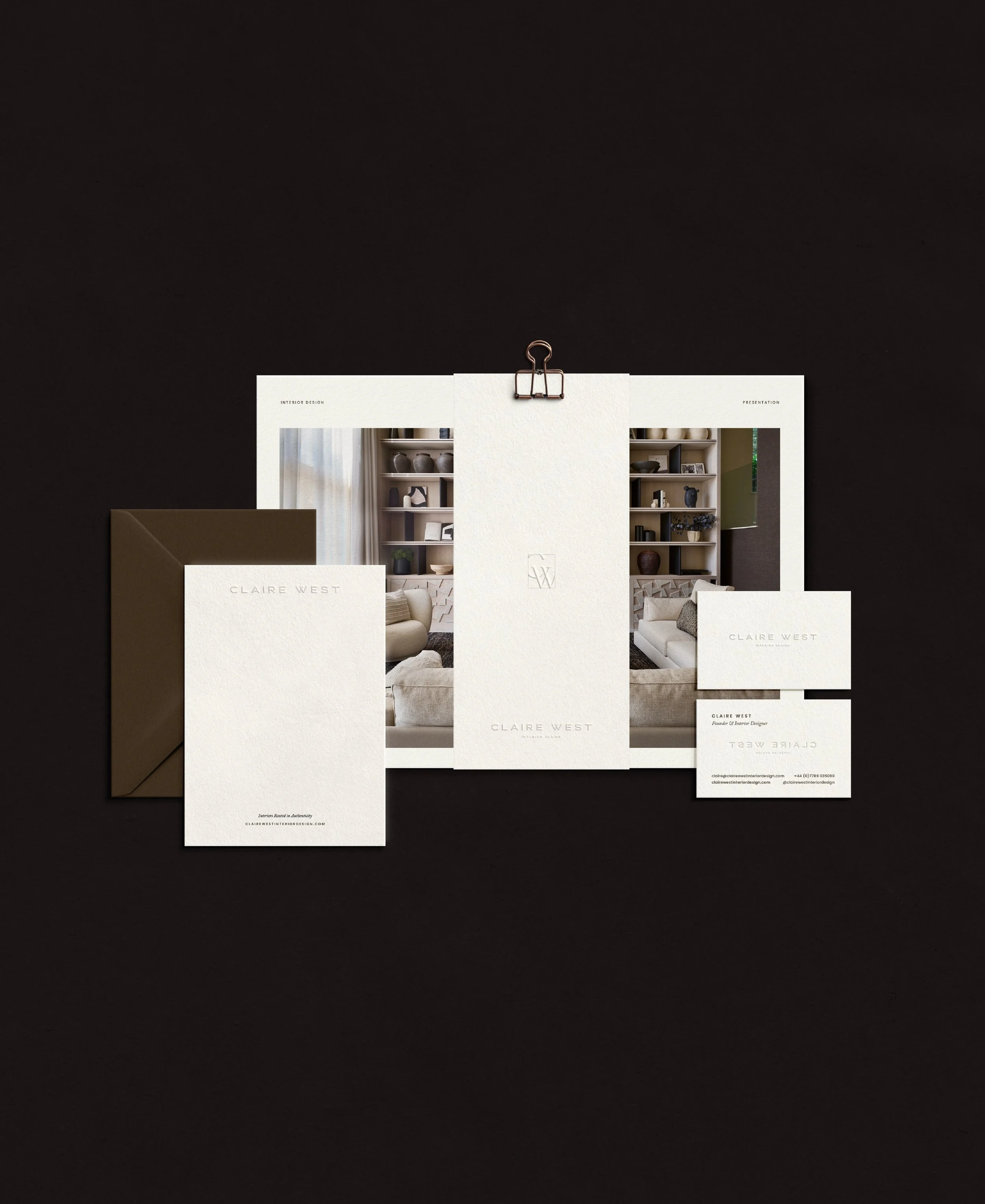 This time last year we were working BTS on @clairewestinteriordesign&rsquo;s new brand and website. Here is the full project from the logo and stationery suite to the website design. 

-

Wilson &amp; Ward Creative
Branding studio based in the UK and