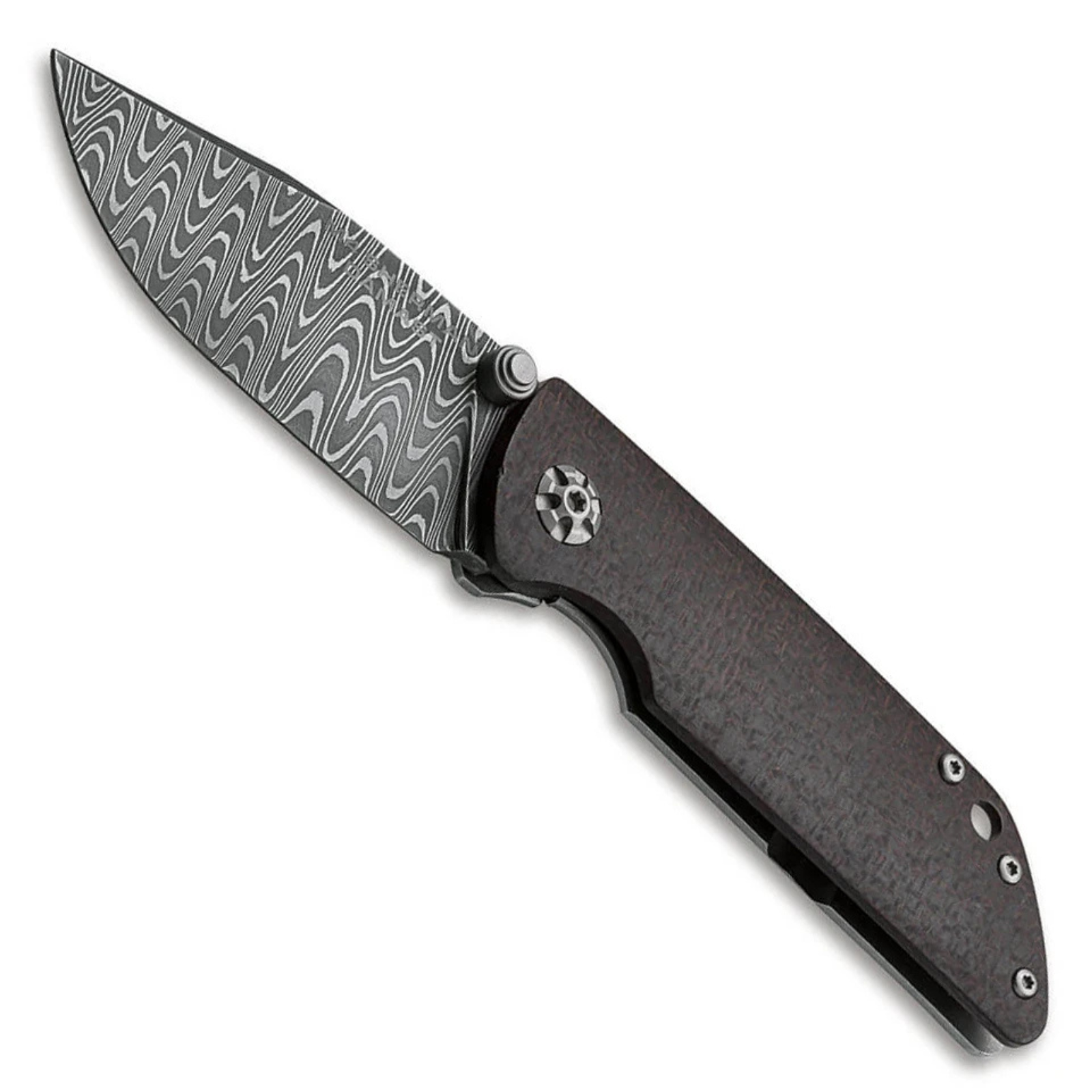 Boker M4 Sherman Brown Burlap Micarta Damascus Knife