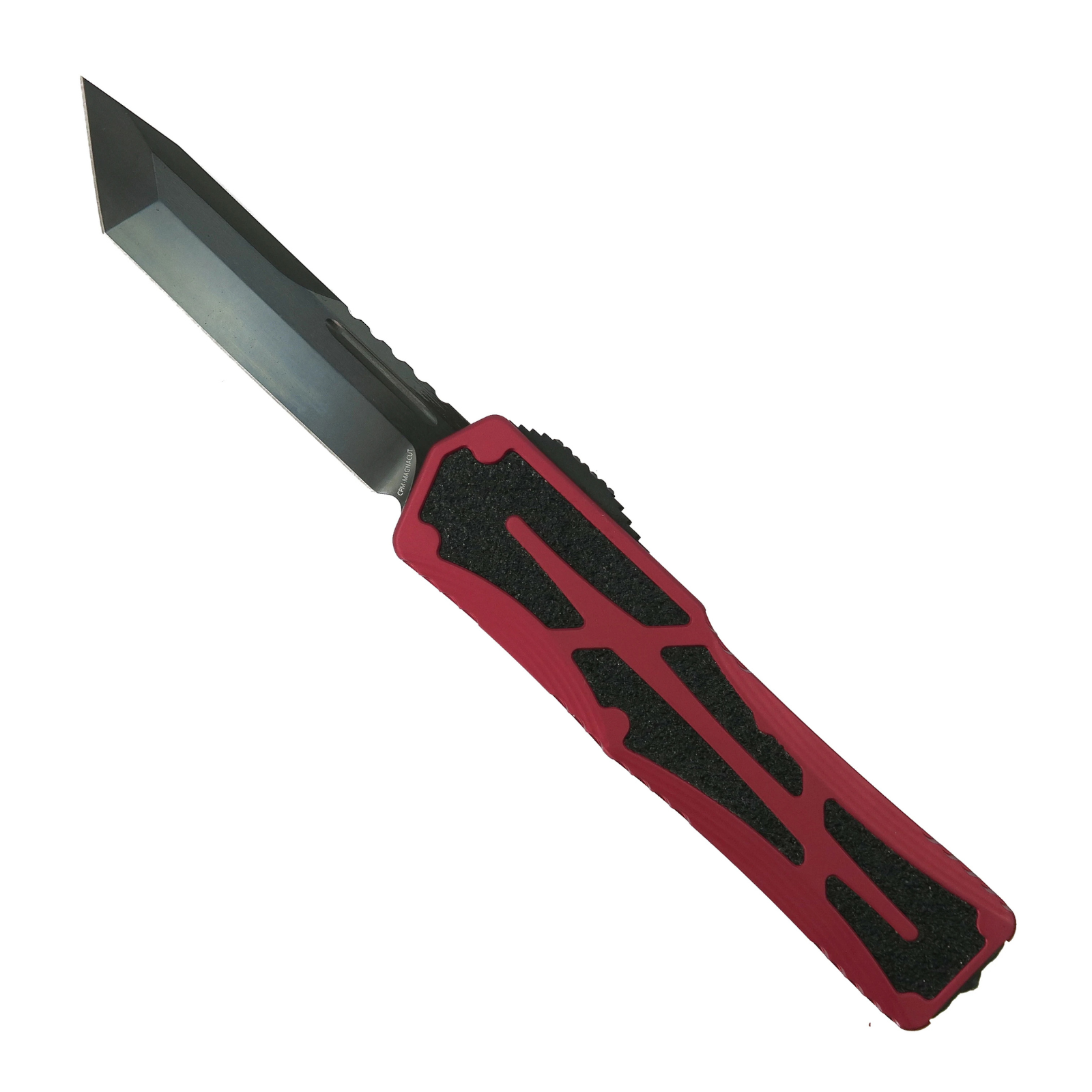 Heretic Knives Red Colossus OTF Knife with Black DLC Tanto Blade