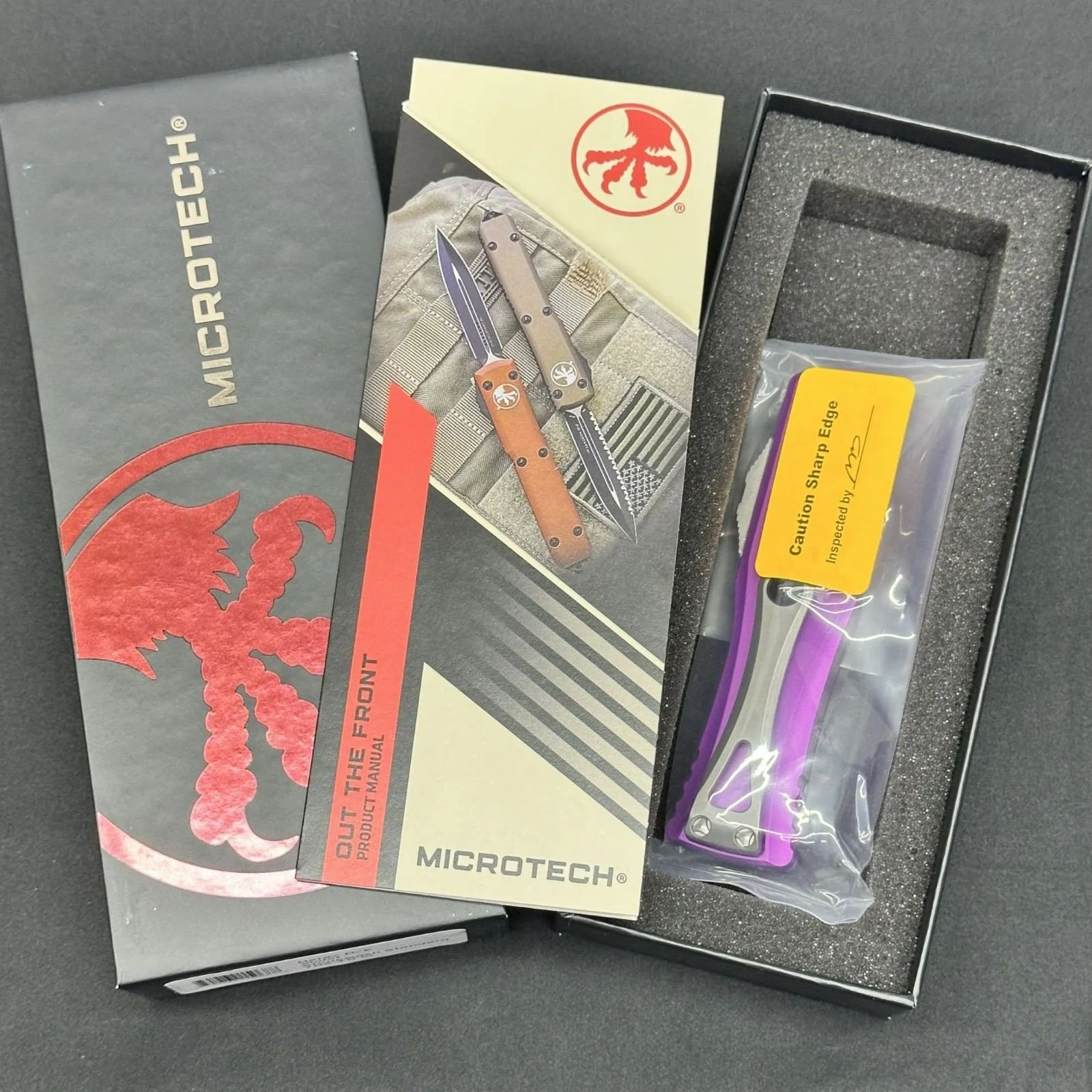 Microtech Violet Hera OTF Knife, Black Dagger Blade
