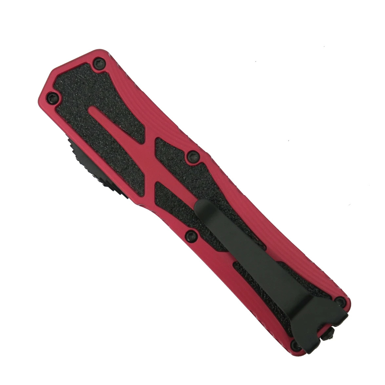 Heretic Knives Red Colossus OTF Knife with Black DLC Tanto Blade