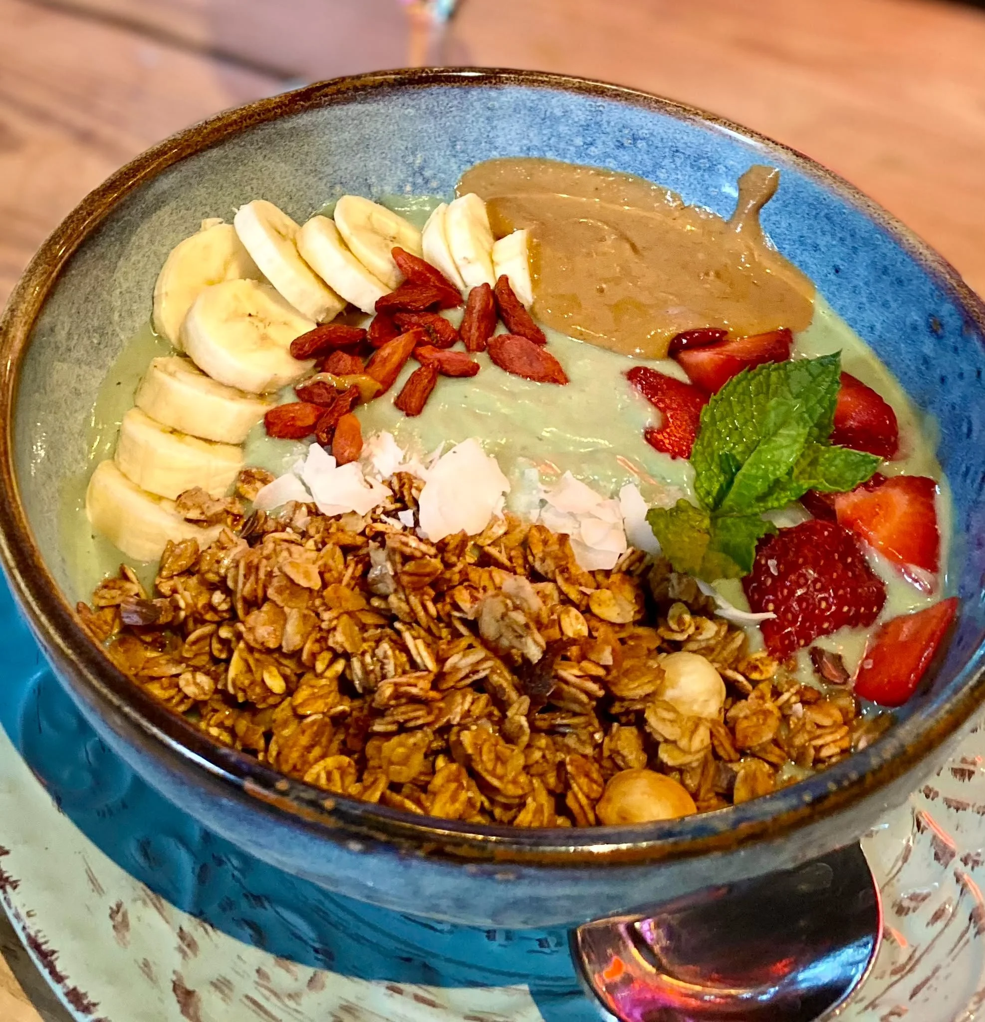 Smoothie Spirulina Bowl Brunch Alsur Café Barcelona