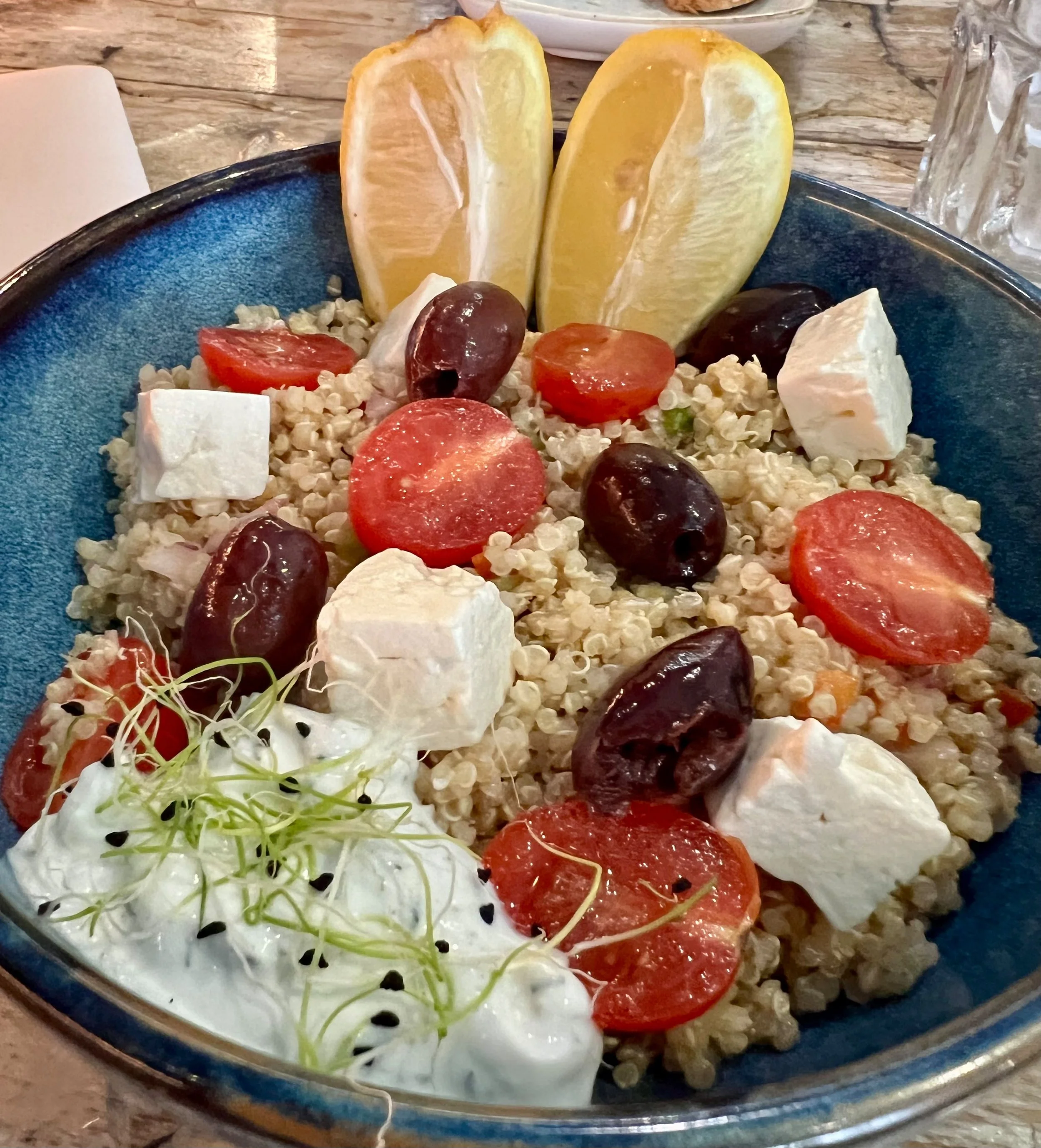 Greek Quinoa Bowl Brunch Alsur Café Barcelona
