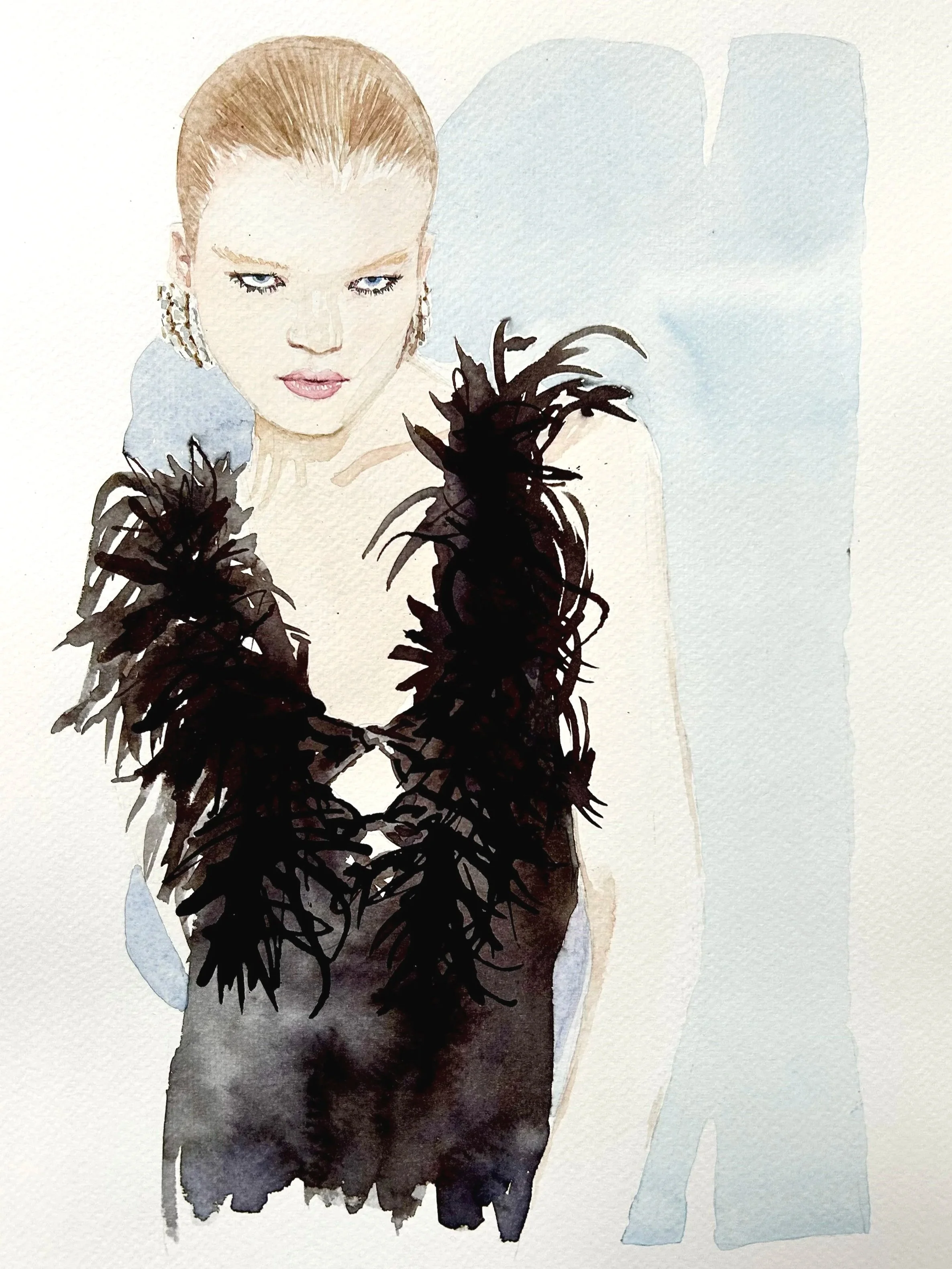 Alessandra Rich pre-fall 2024 - Watercolor and ecoline on A3
