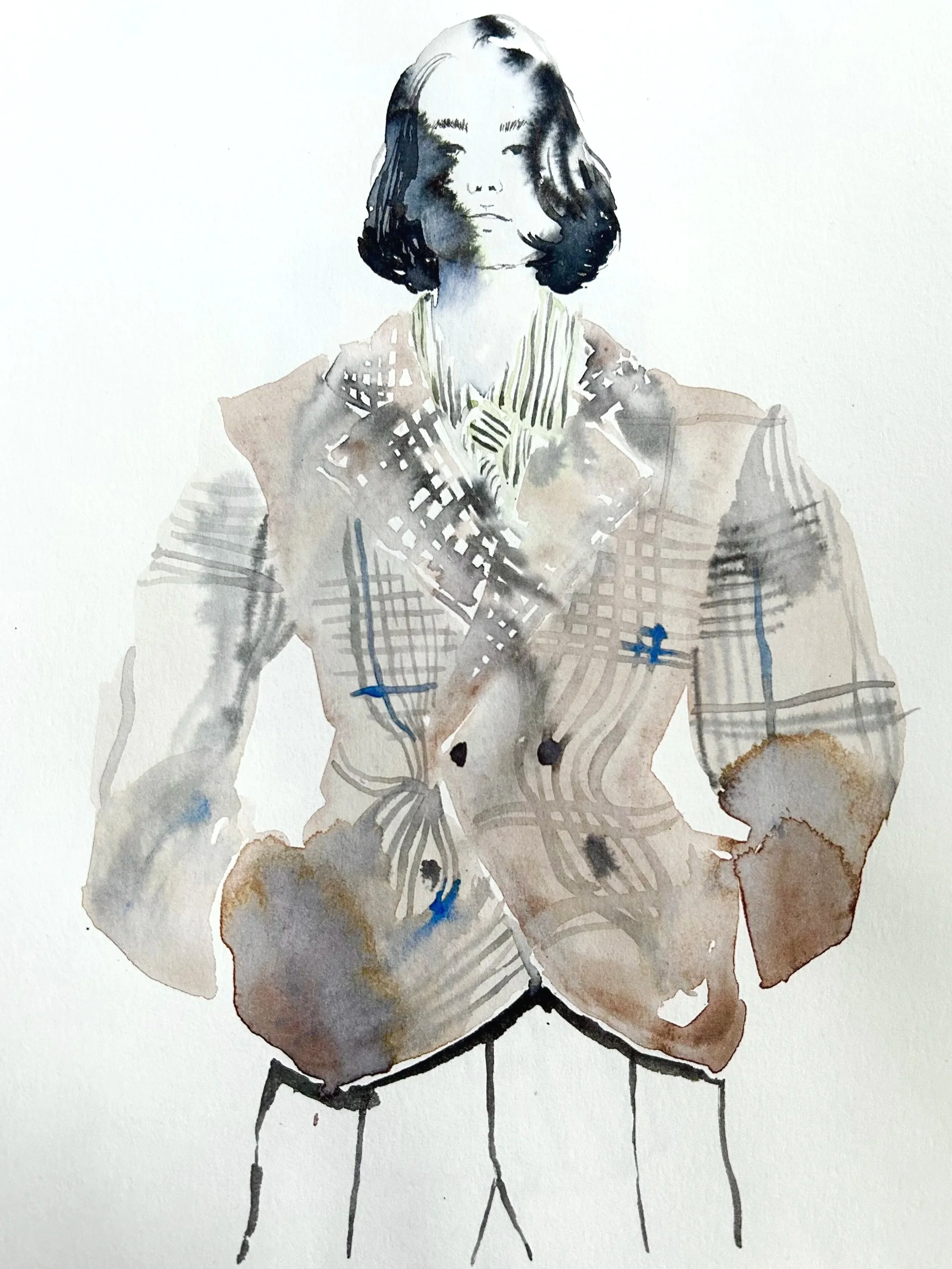 Bottega Veneta Resort 2025 - Watercolor and ecoline on A4