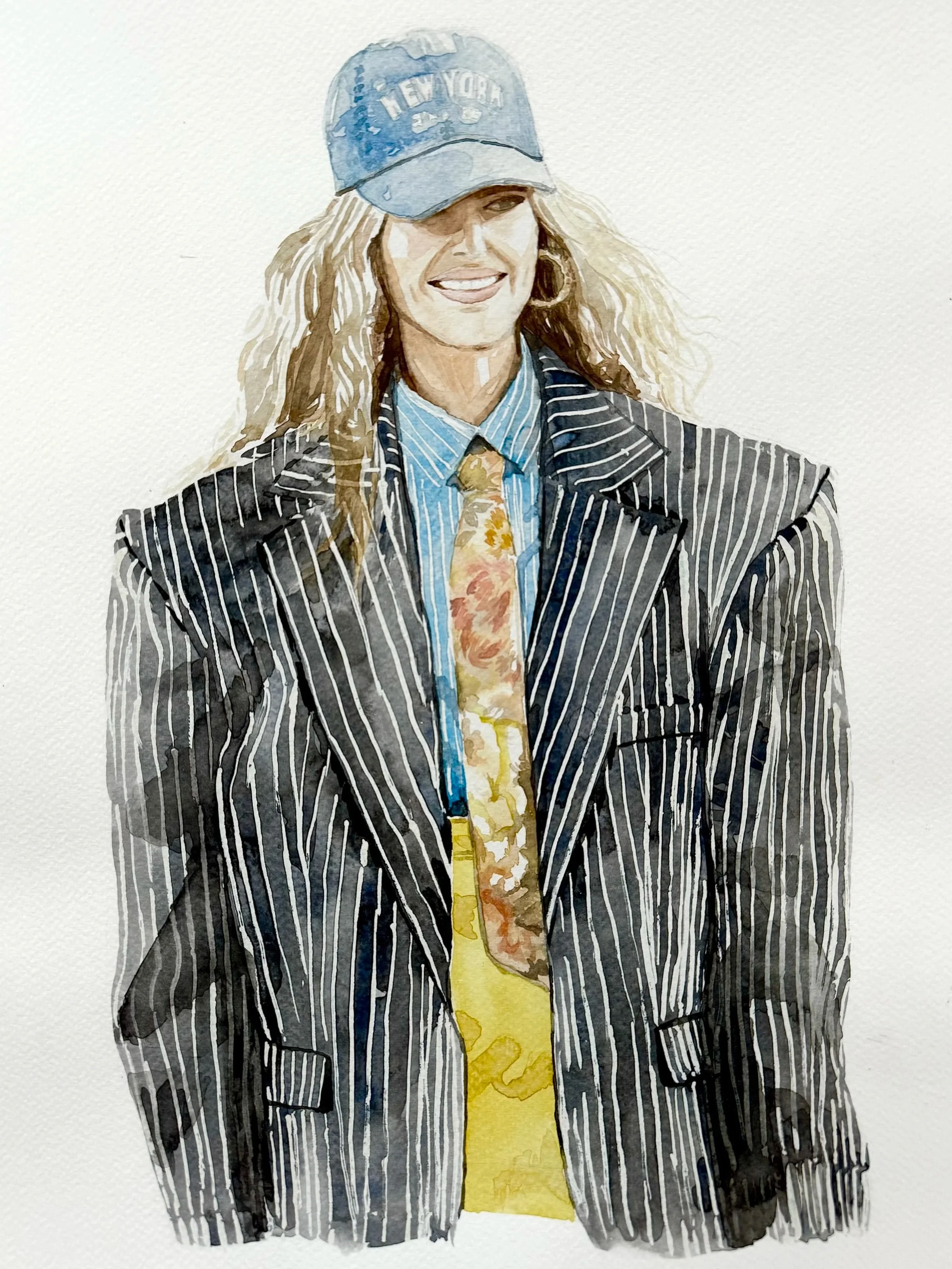 Emili Sindlev at CPHFW - Watercolor on A3