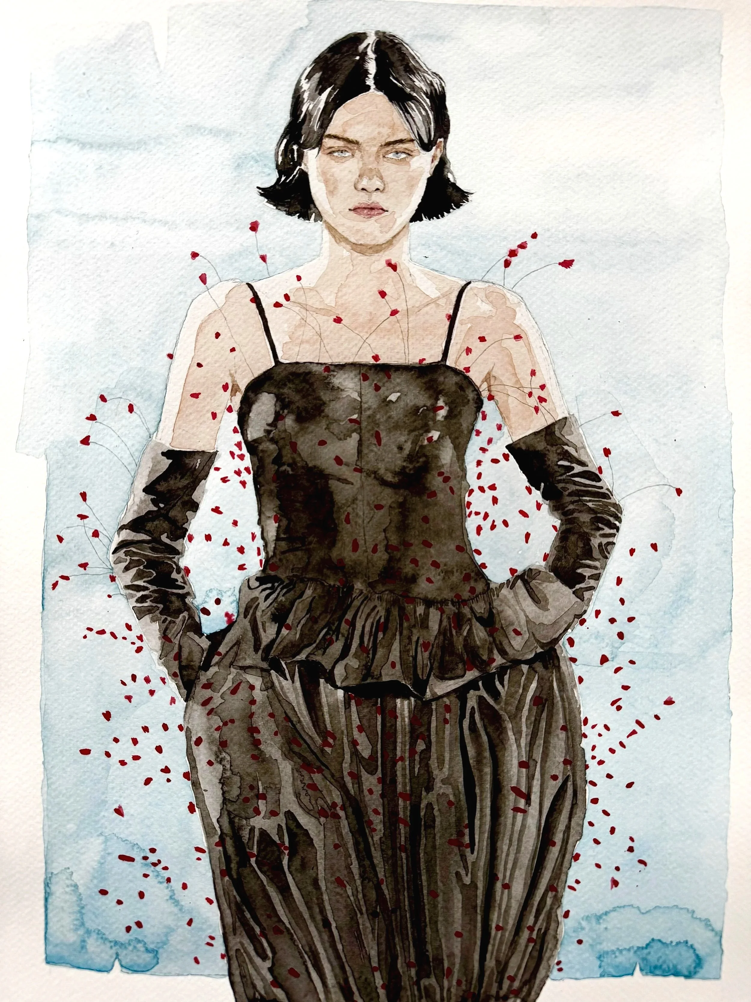 Simone Rocha for Jean Paul Gaultier in 2024 - Watercolor on A3