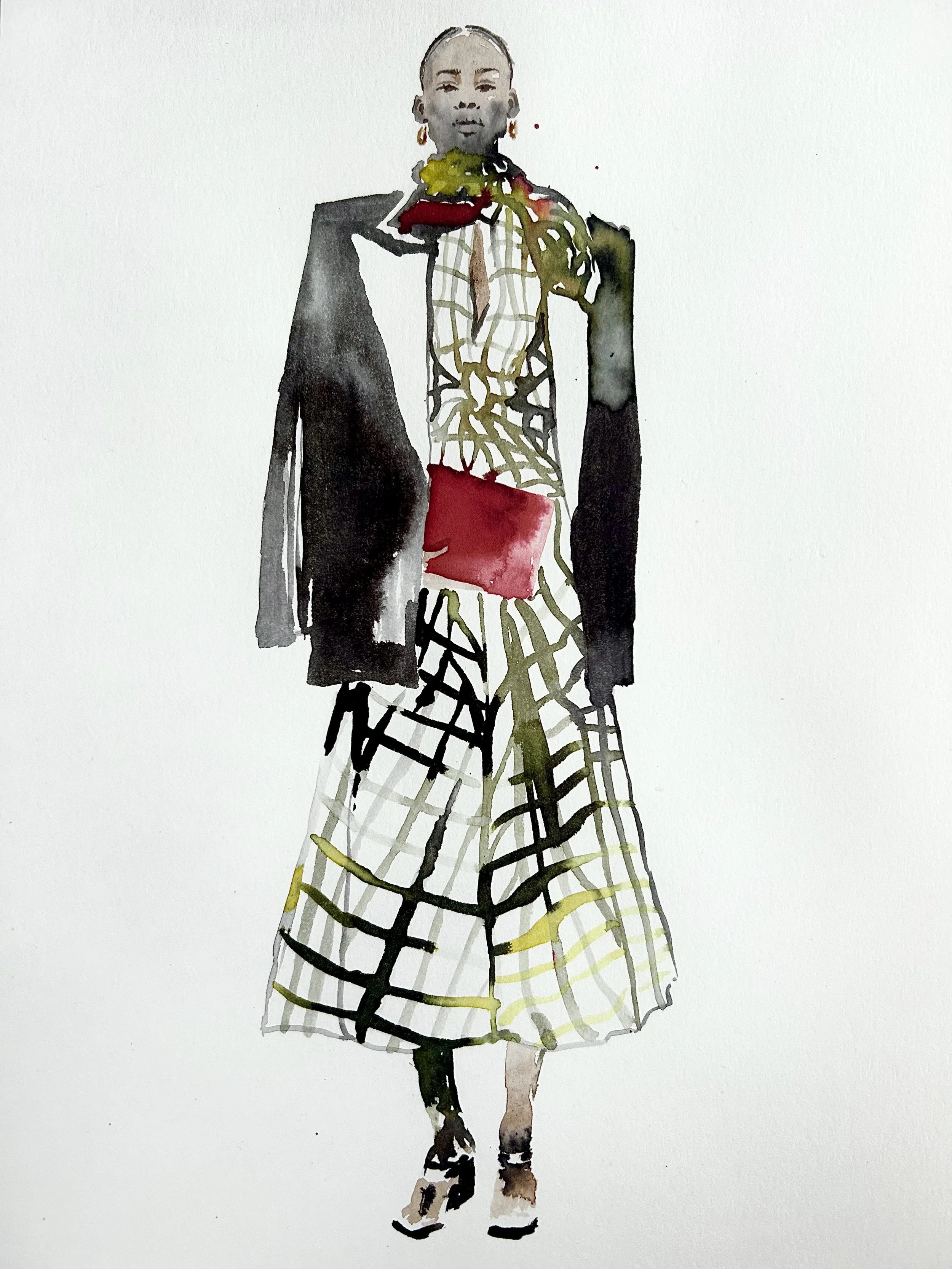 Bottega Veneta Resort 2025 - Watercolor and ecoline on A4
