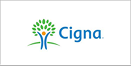 Cigna logo with stylized green tree and blue text.