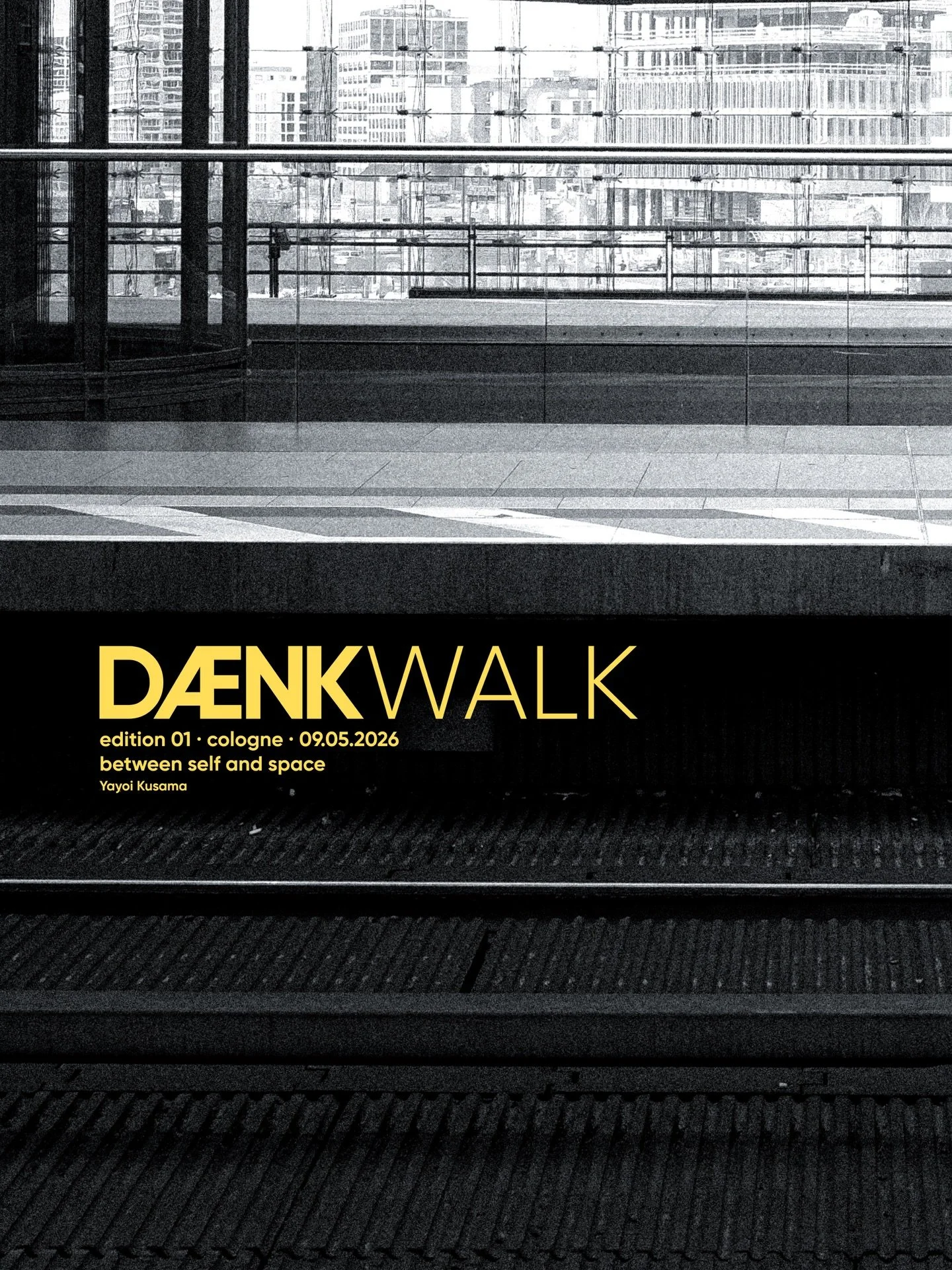 .
D&AElig;NKWALK
between self &amp; space.

Wahrnehmung wird gesch&auml;rft.
Durch das, was wir sehen,
und wie wir es sehen.

Details matter.

Eine Atmosph&auml;re,
die man nicht erkl&auml;ren kann,
sondern nur vor Ort versteht.

D&AElig;NK.