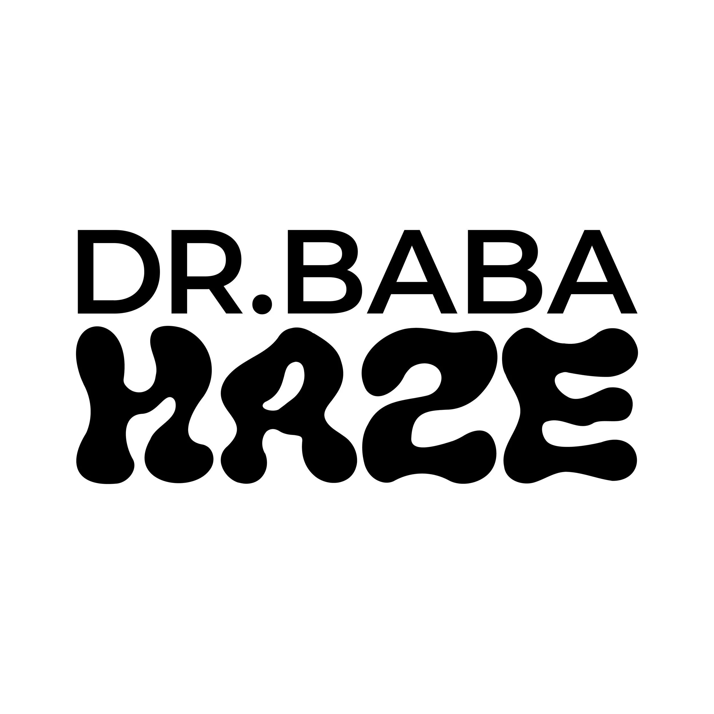 Grafik mit Text: Dr. Baba Hare, mit 'Hare' in großer, verspielter Schrift