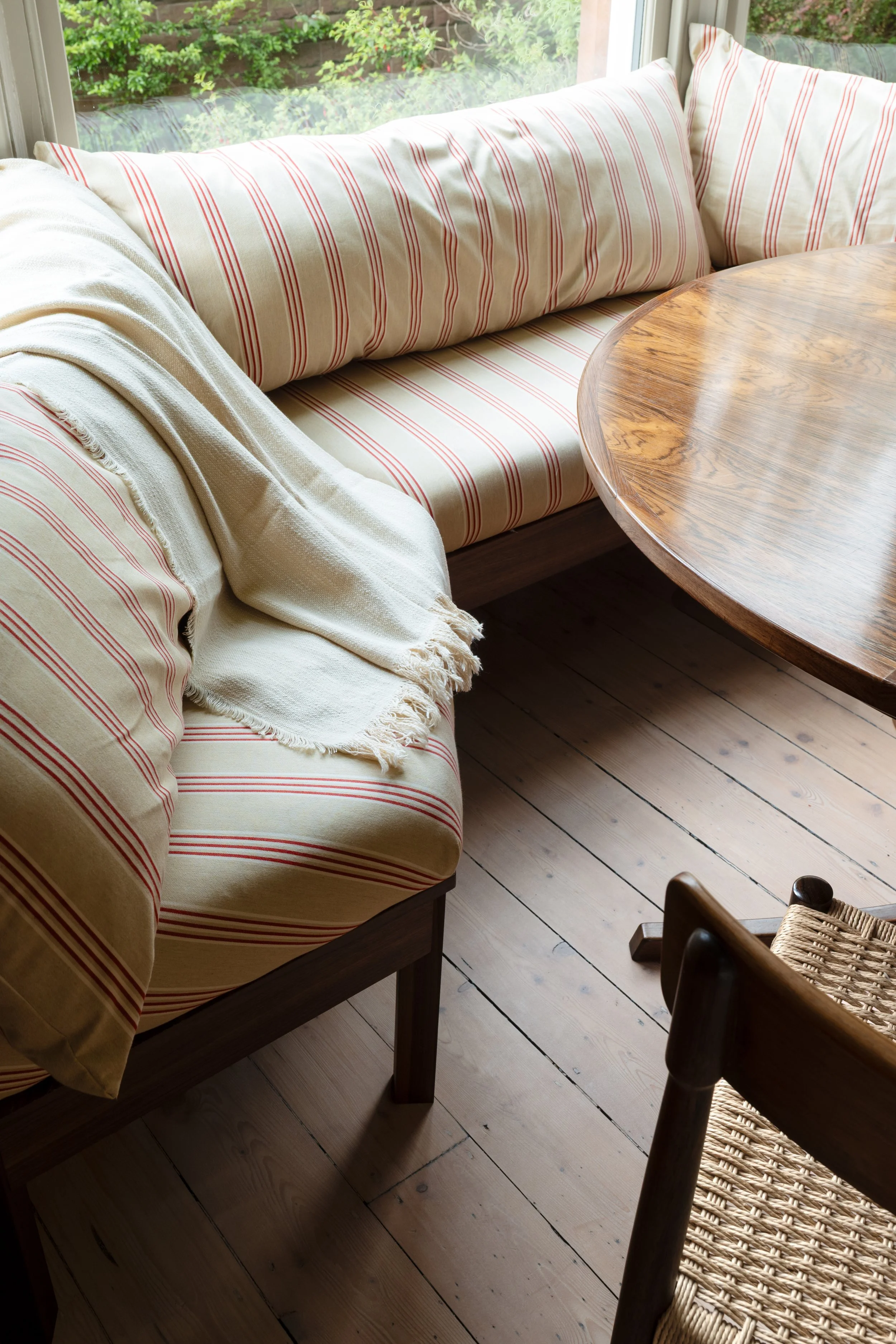 Stripe banquette seating