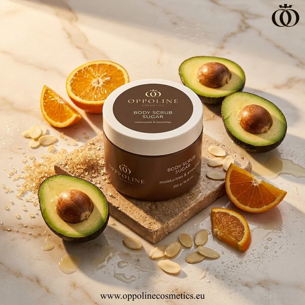 OPPOLINE Body Scrub — natural sugar body scrub with avocado and almond oil
