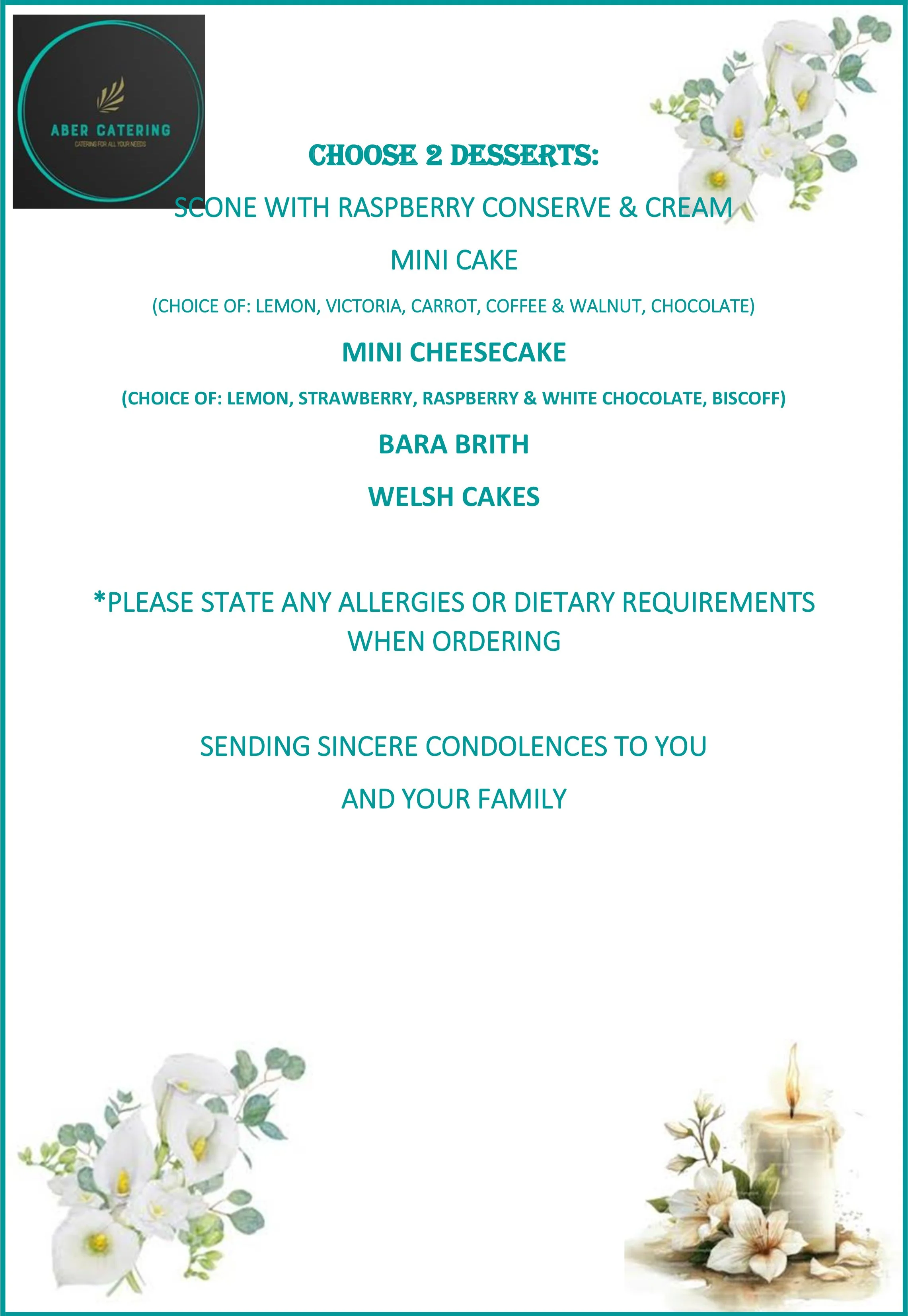 FUNERAL TEA — Aber Catering