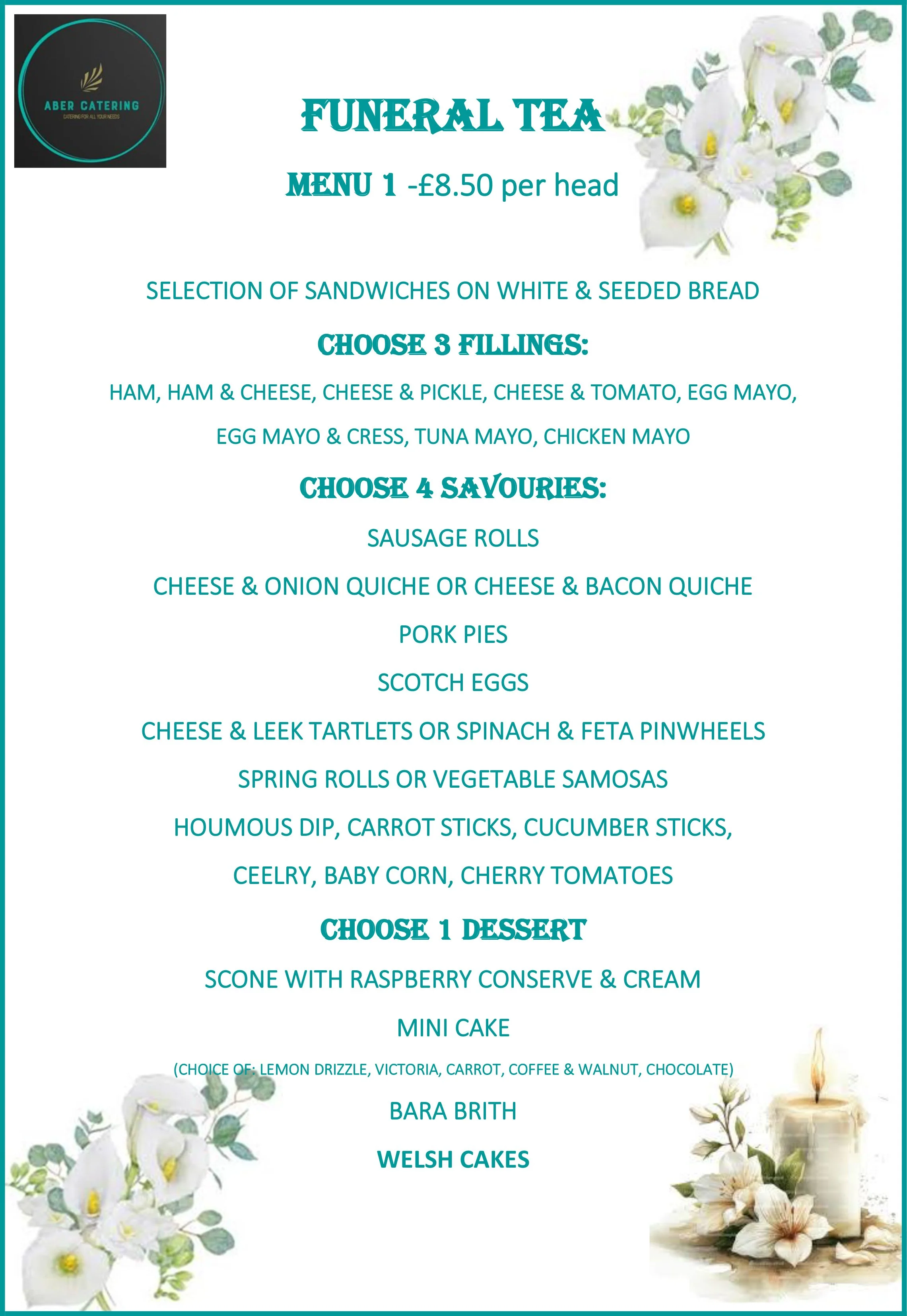 FUNERAL TEA — Aber Catering