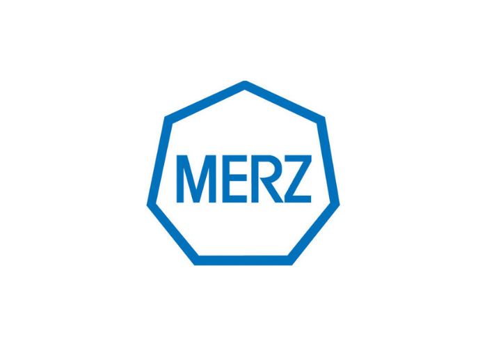 Blue hexagon outline with the word 'MERZ' inside, centered on a white background.