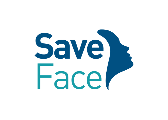 A logo with the text 'Save Face' and a silhouette of a person's profile inside the 'F' of 'Face'.