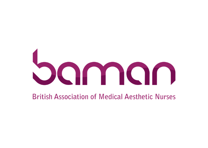 Logo for the British Association of Medical Aesthetic Nurses (BAMAN) in purple, with the organization's full name below.