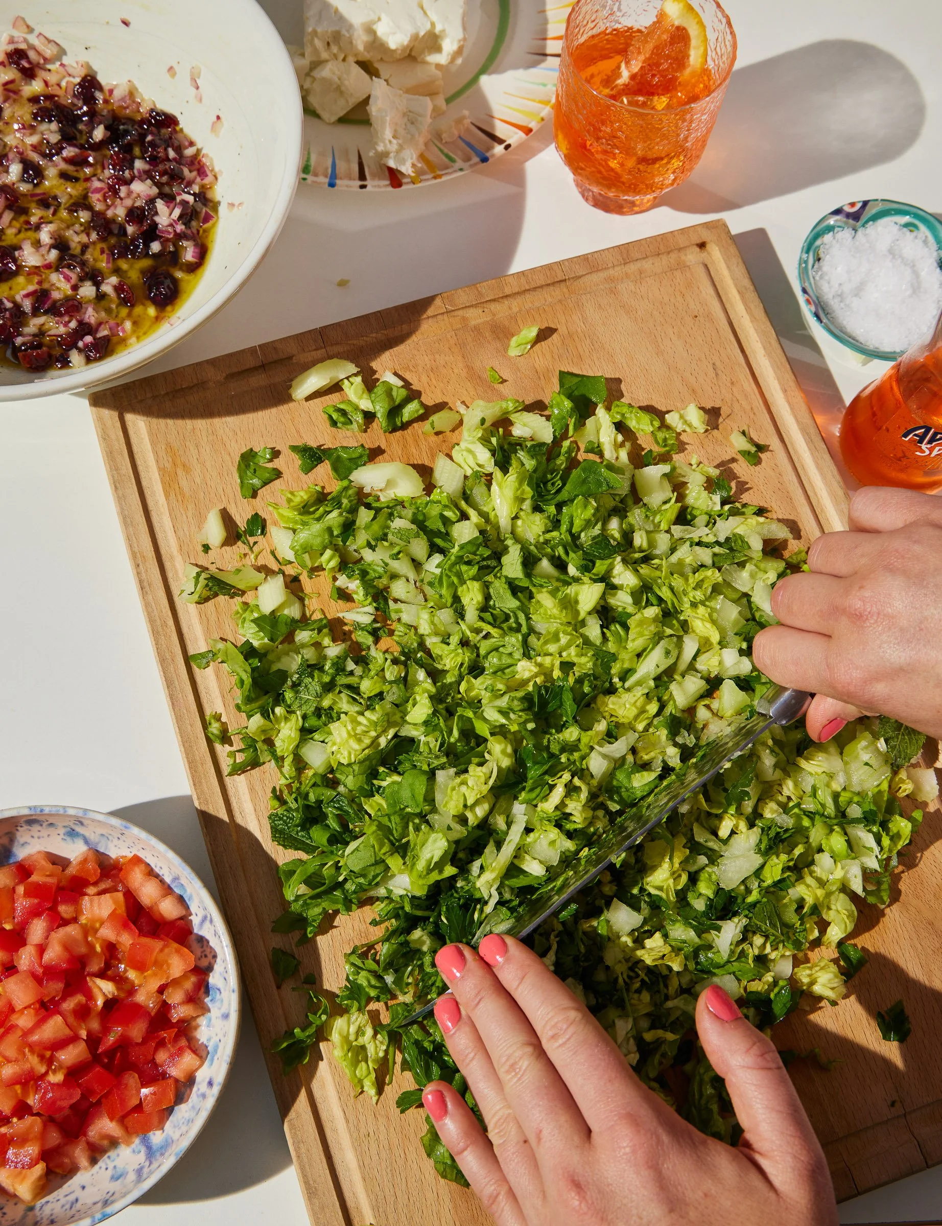 making a salad recipe photography