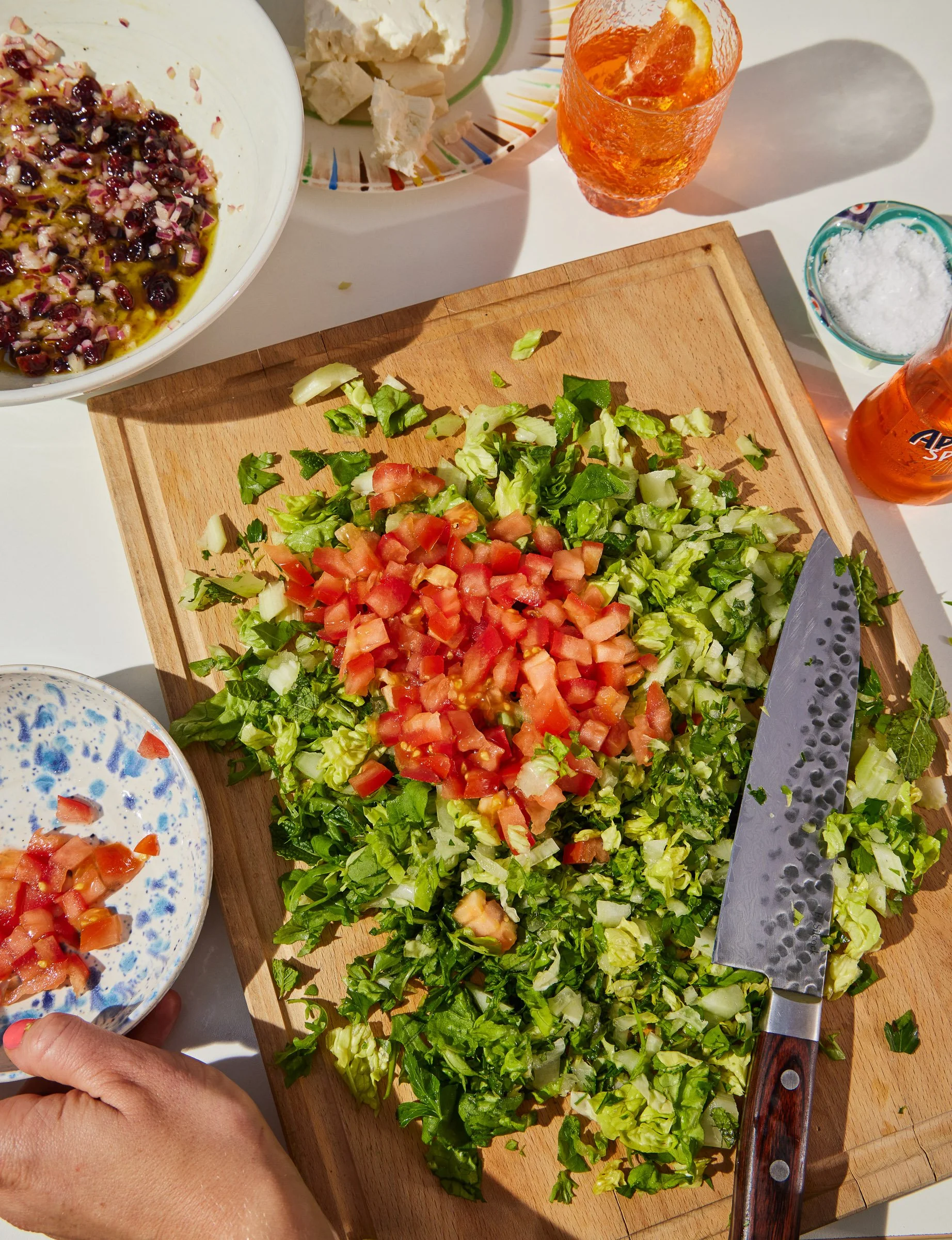 making a salad recipe photography