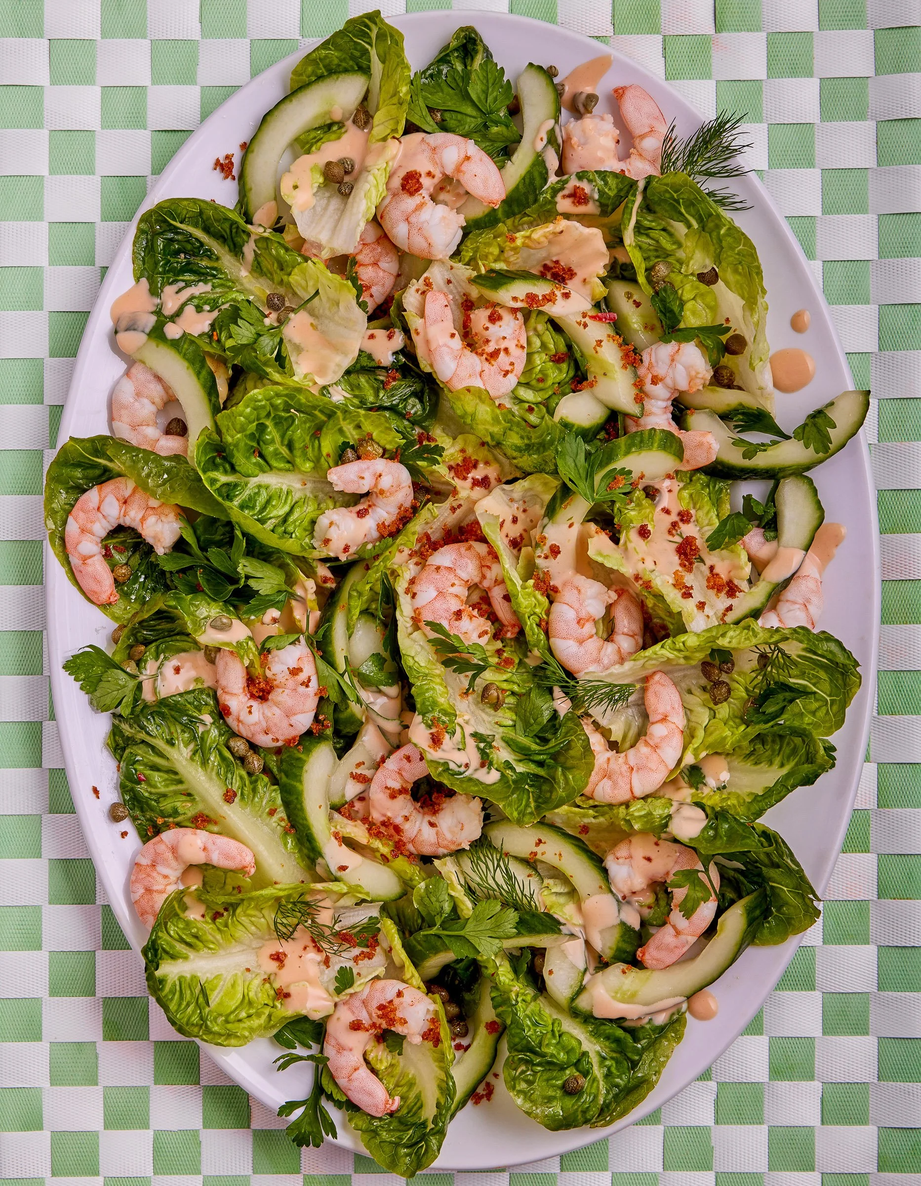 overheard stylised salad photography