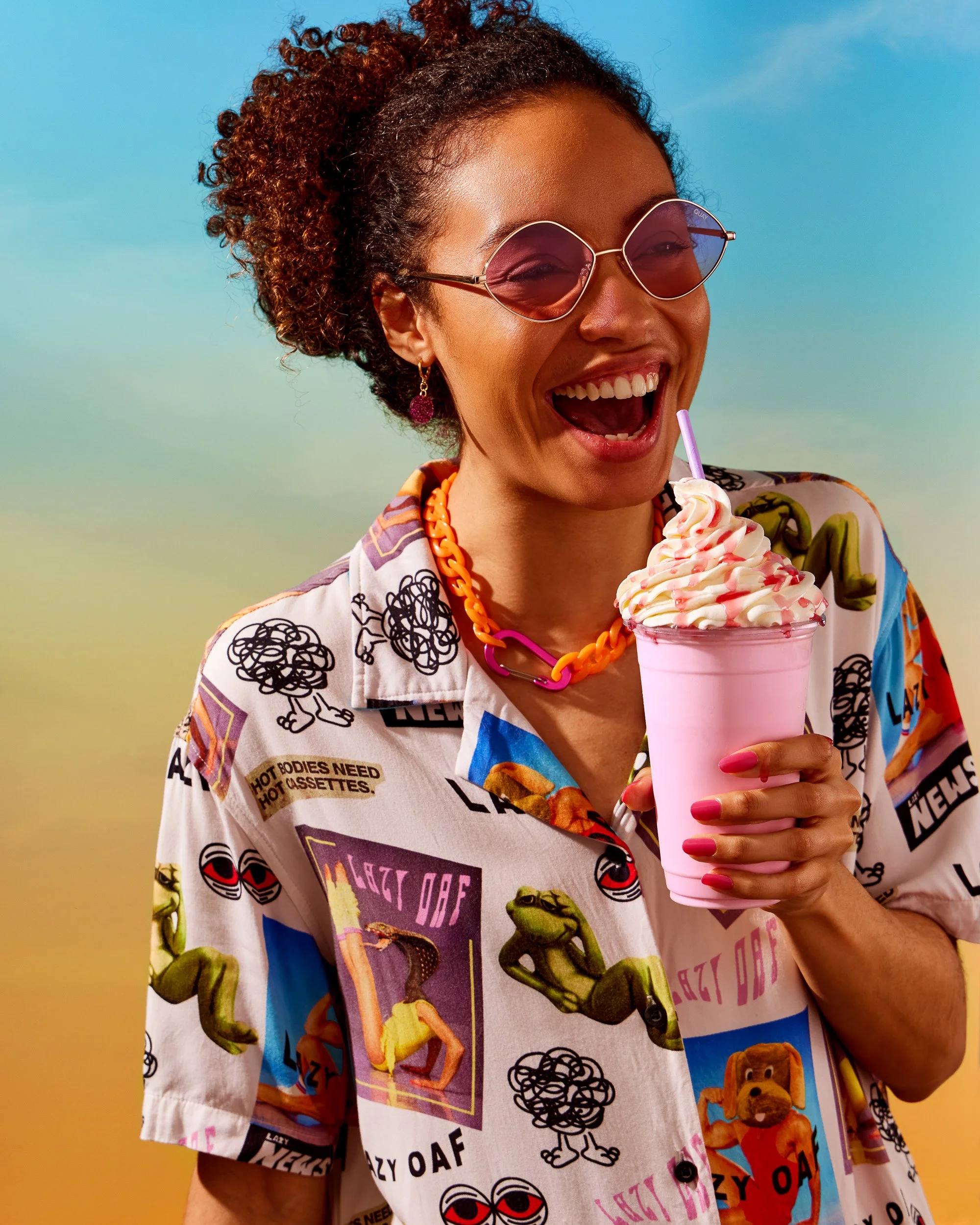 Happy lifestyle smoothie drinks photography for advertising