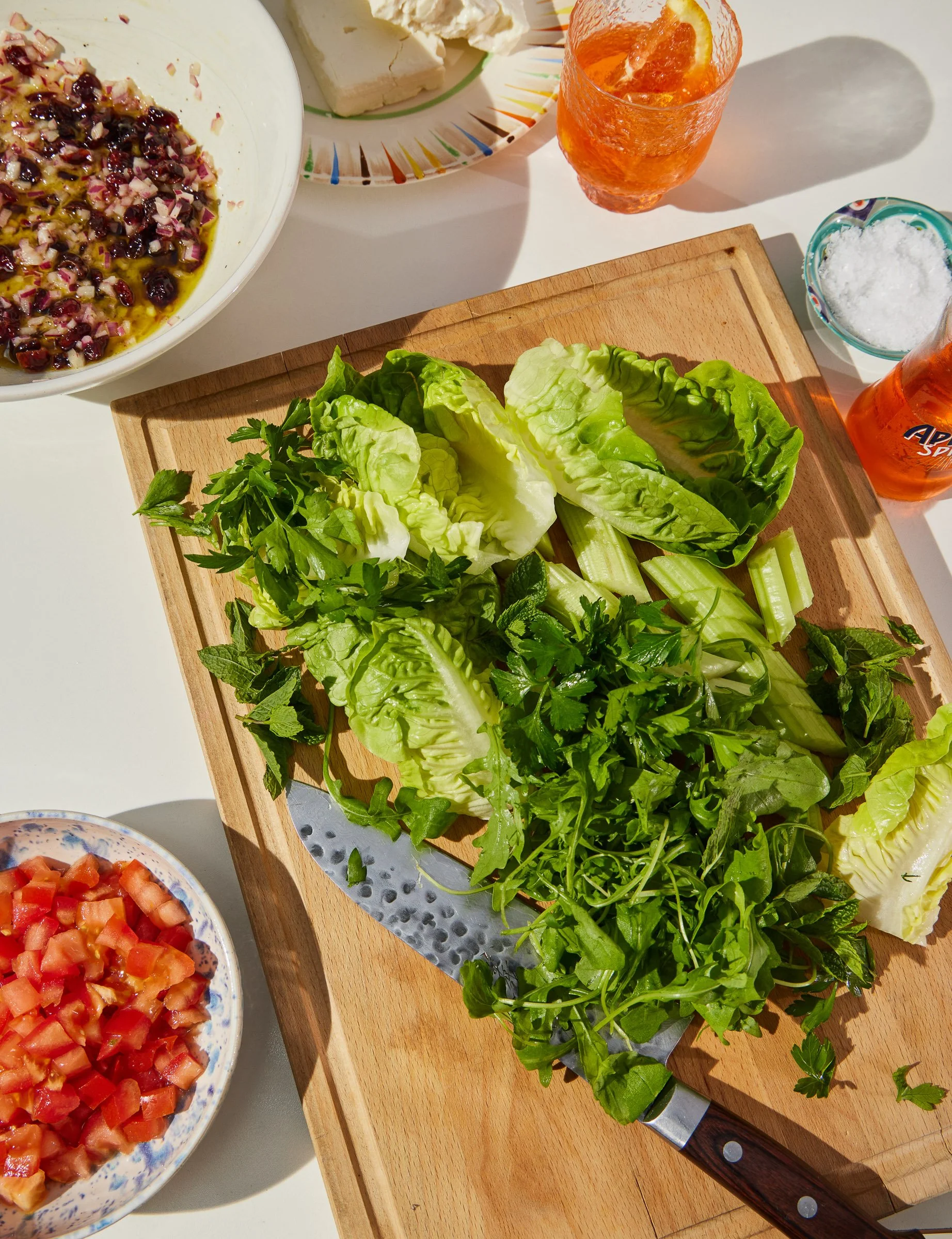 making a salad recipe photography
