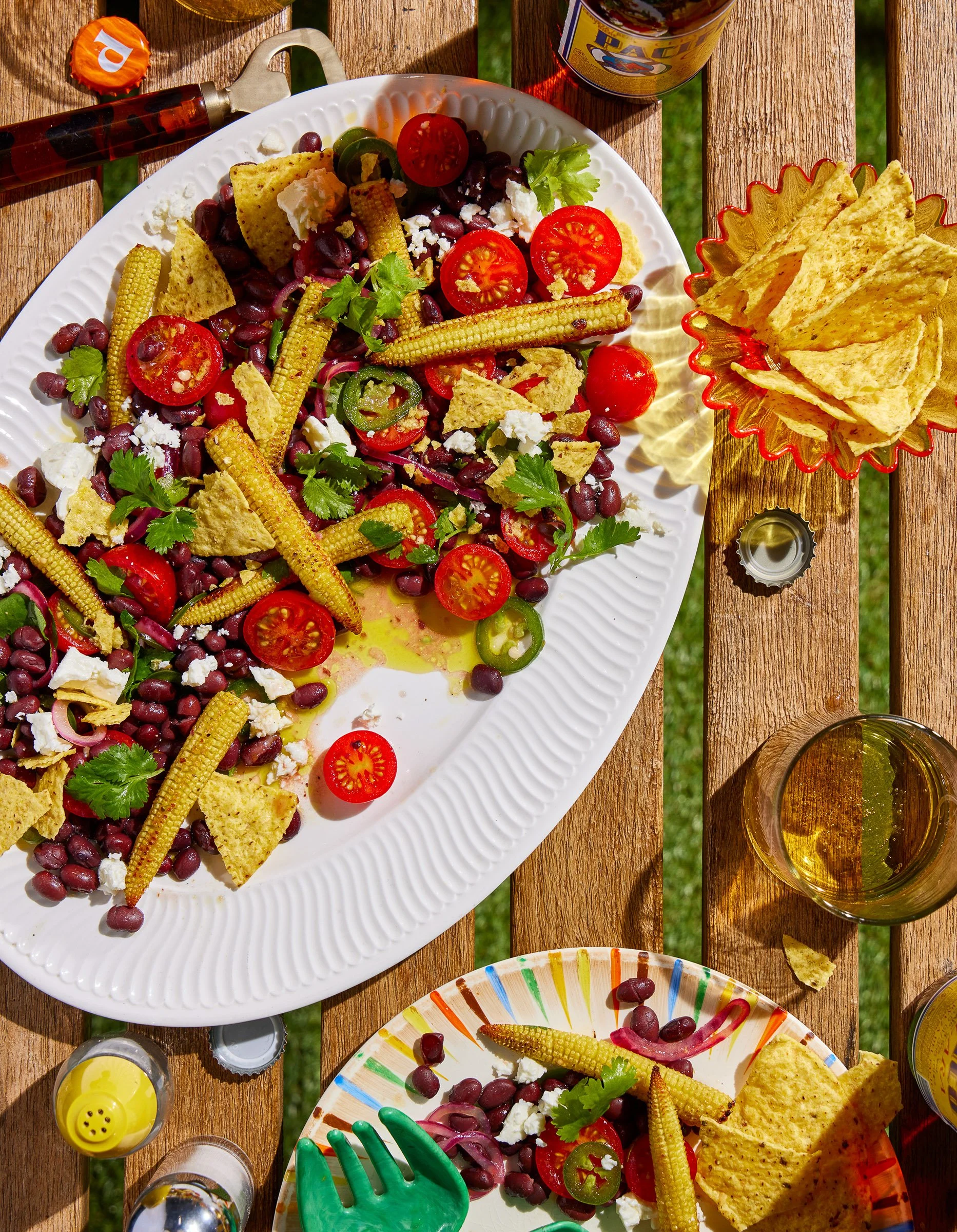 overhead environmental outdoor salad photography