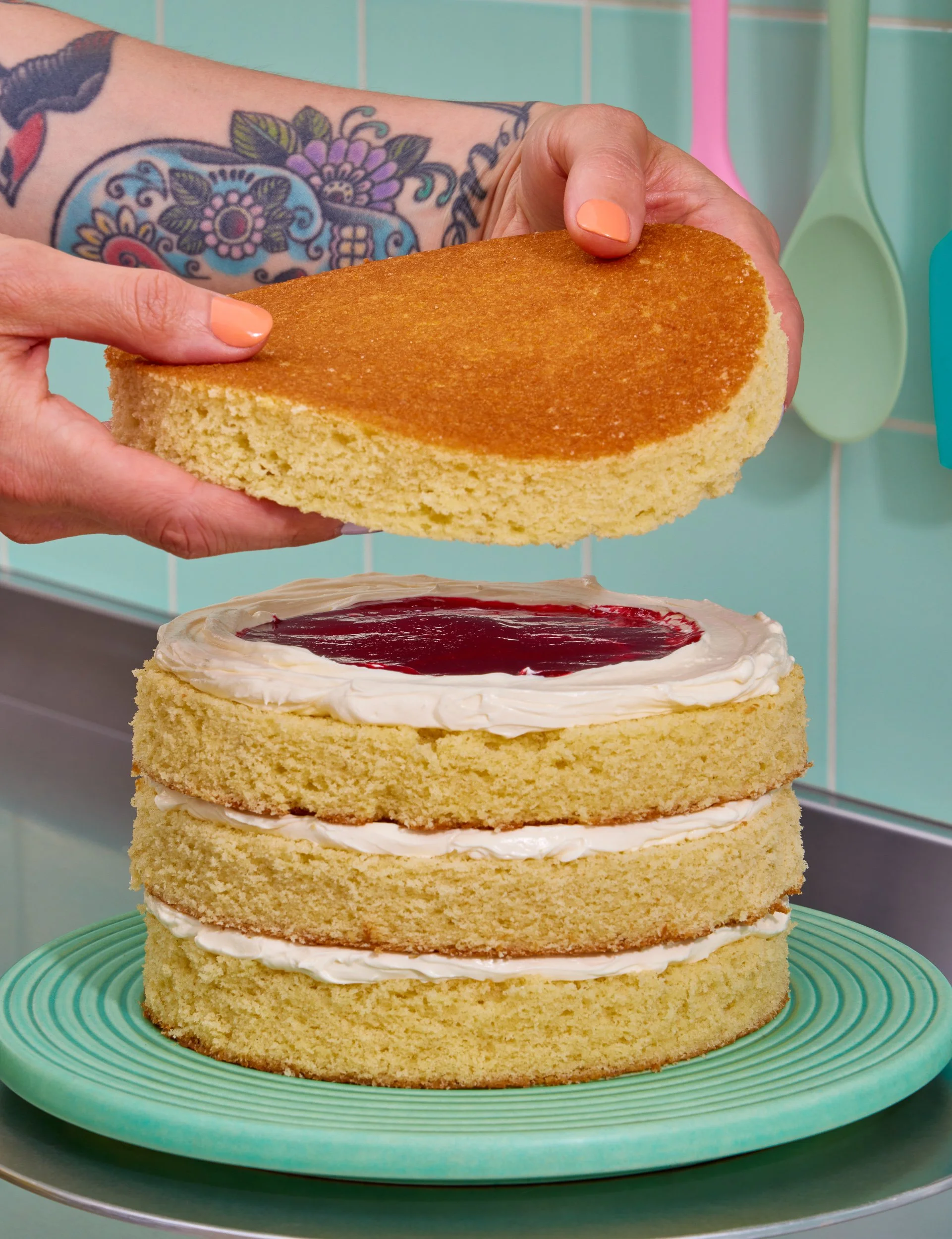 Cake baking photography for cookbook publishing