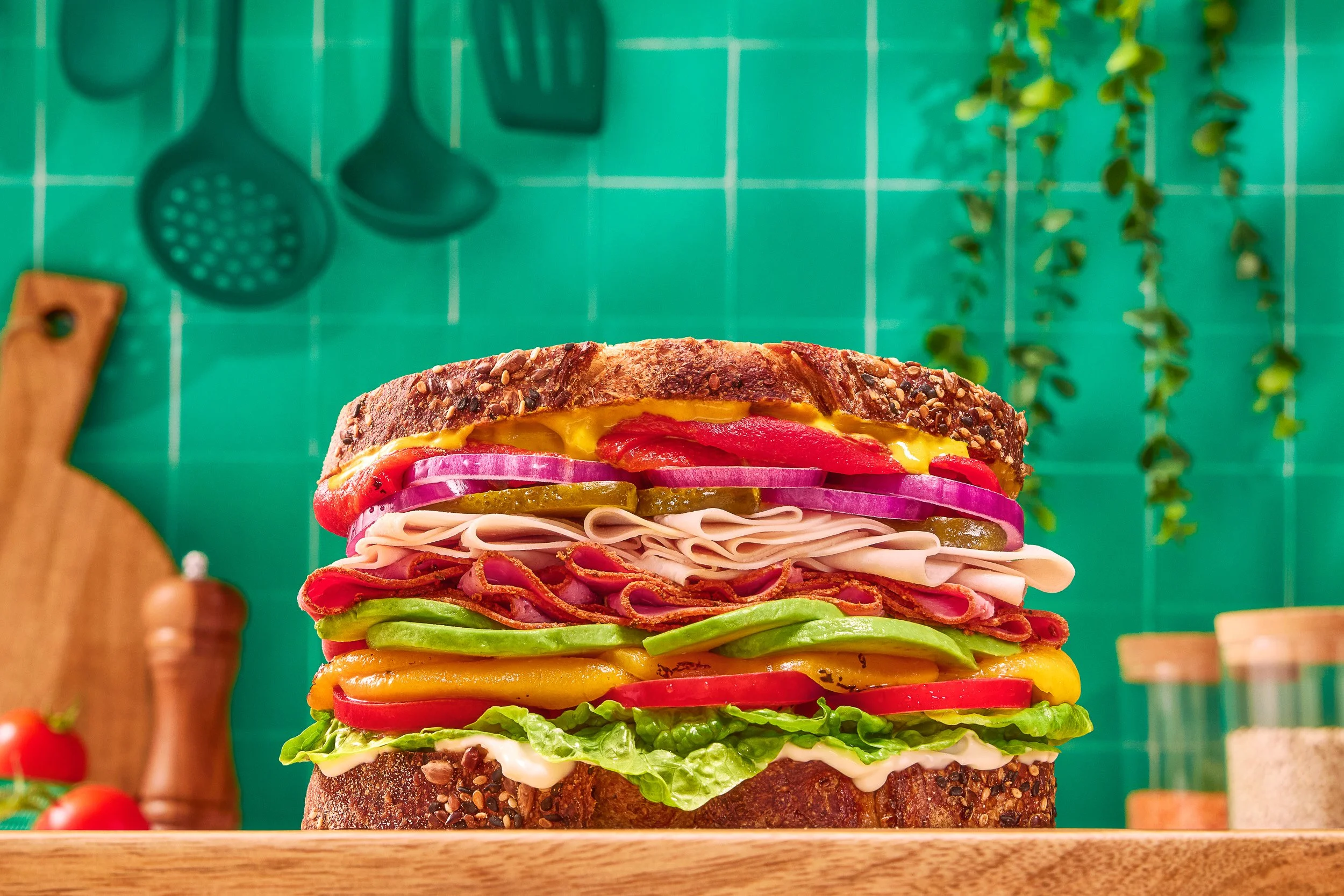 Graphic sandwich photography for advertising