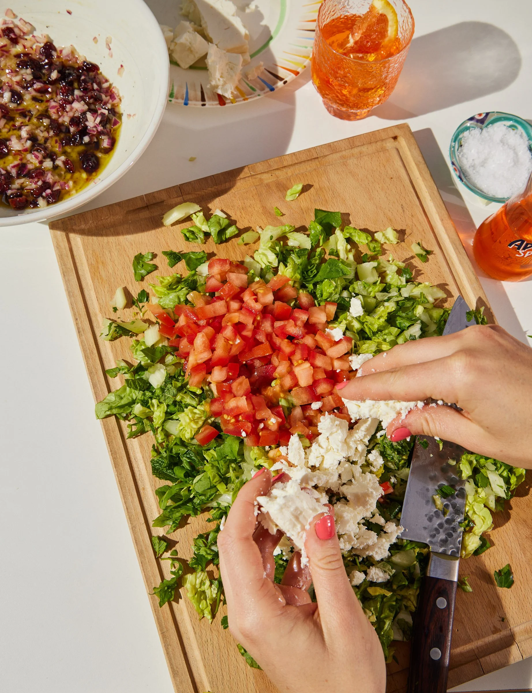 making a salad recipe photography