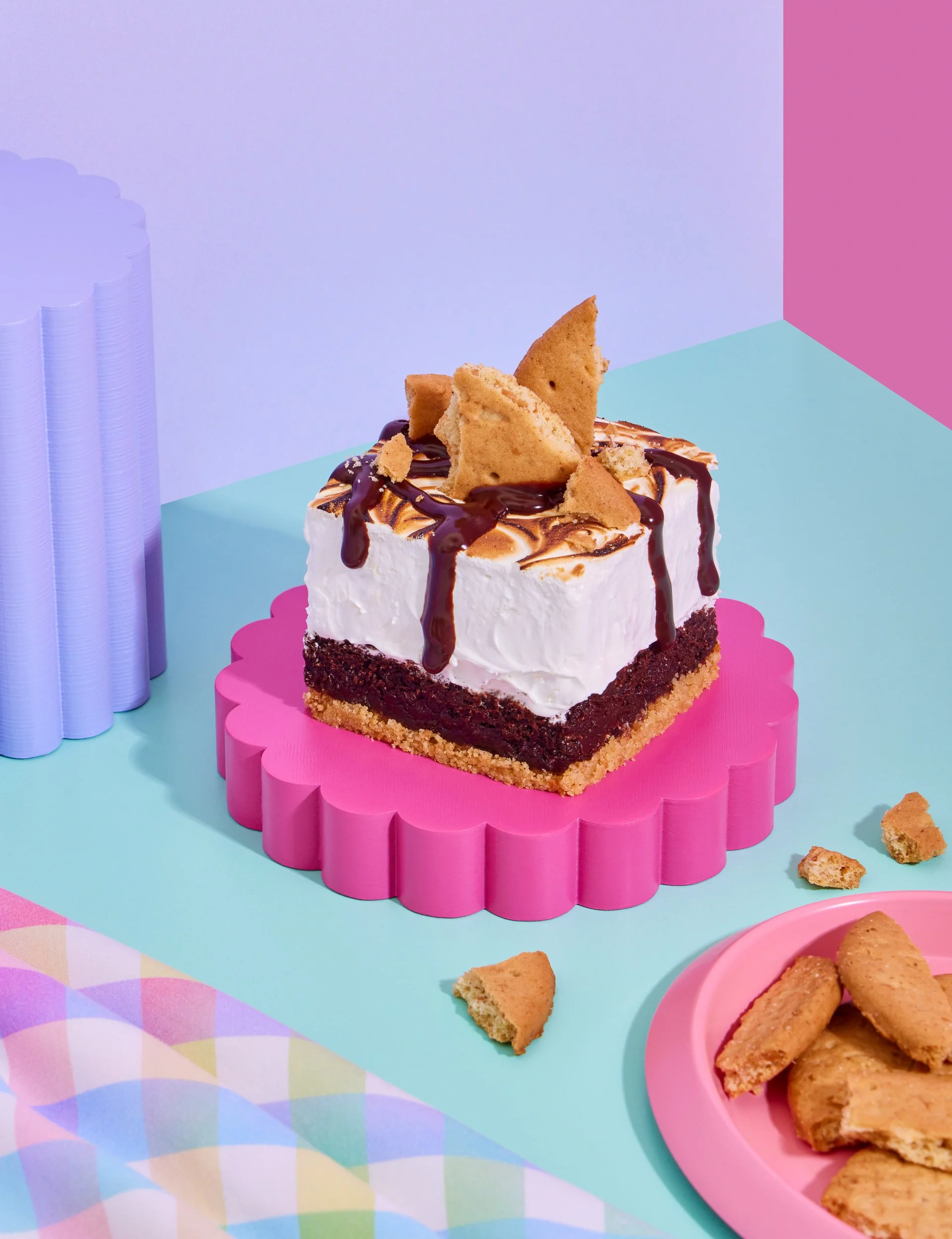 Marshmallow cake photography for cookbook publishing