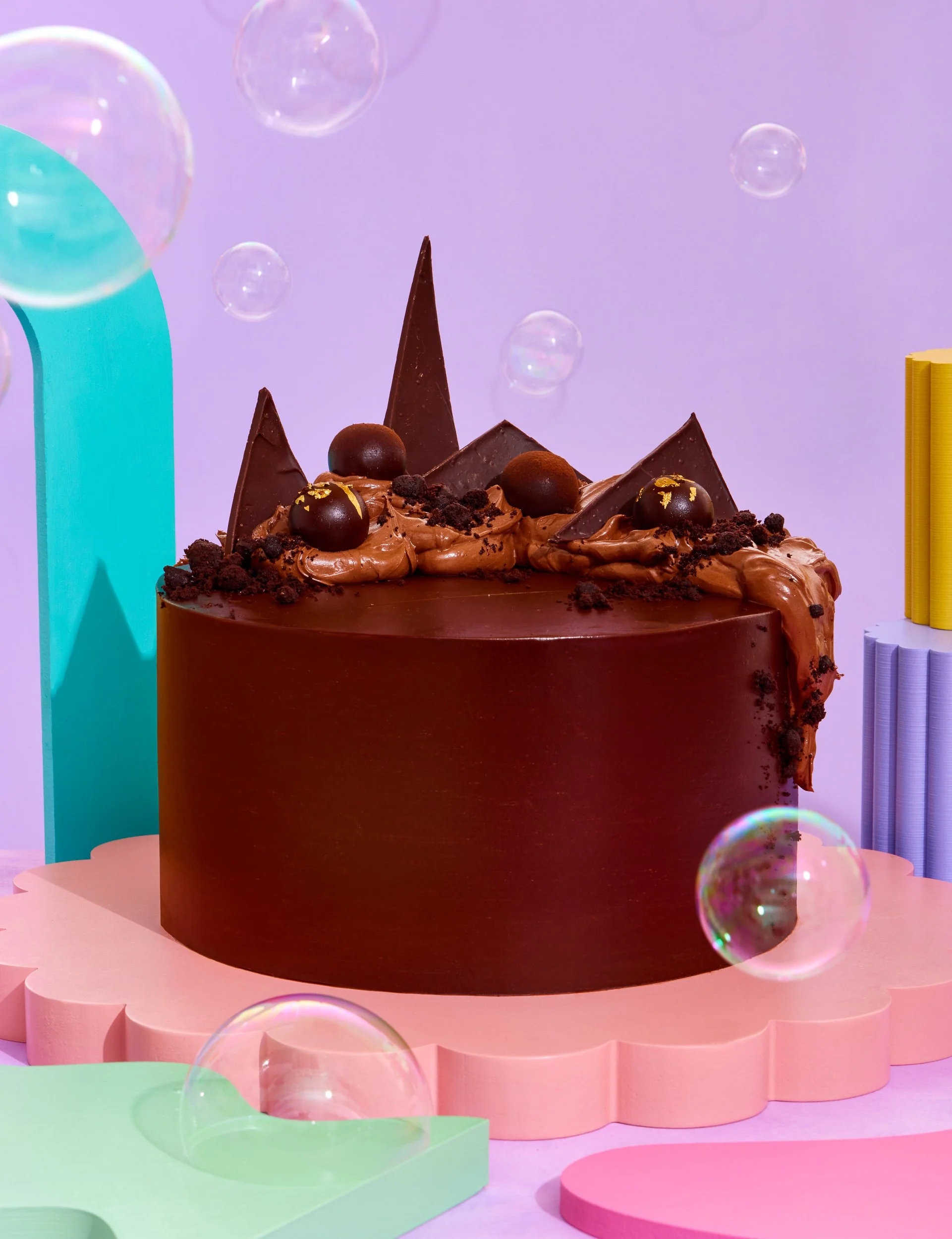 Chocolate cake photography for cookbook publishing