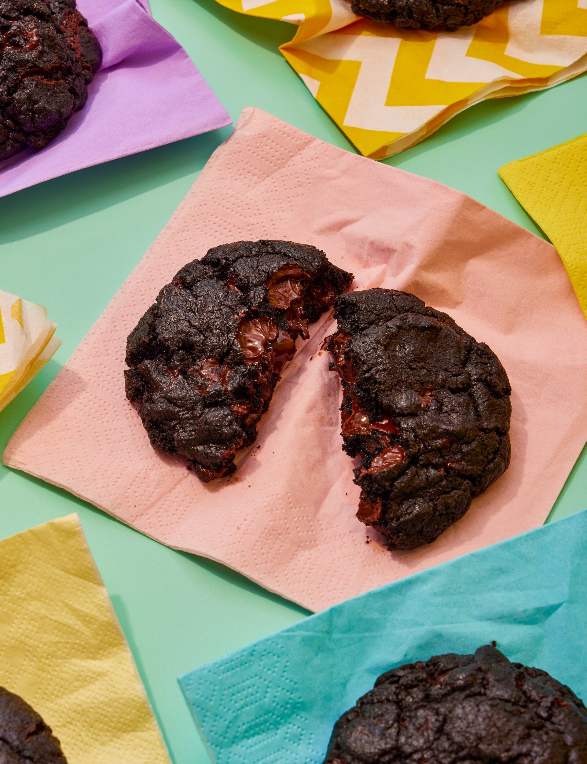 Chocolate cookie photography for cookbook publishing