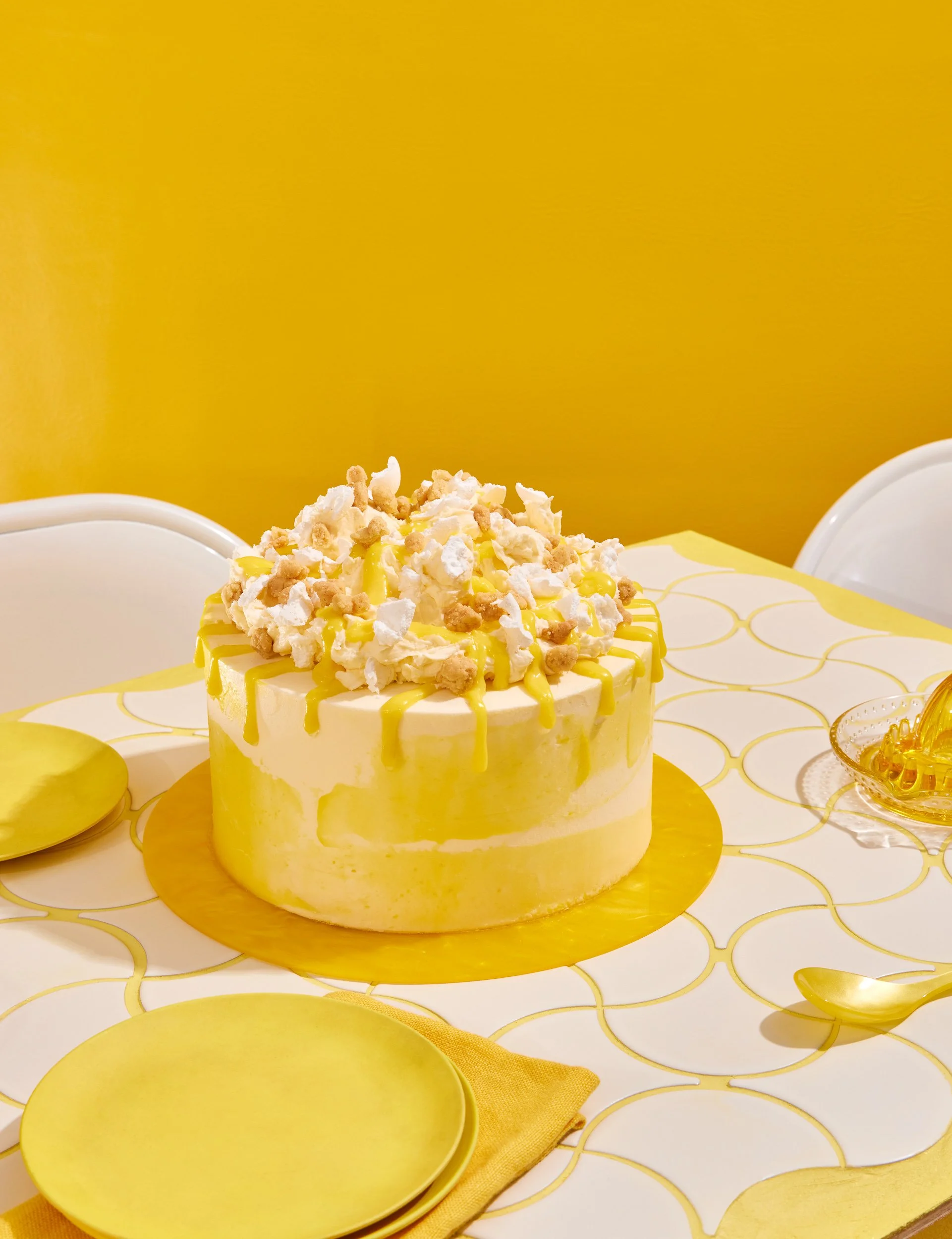 Lemon cake photography for cookbook publishing