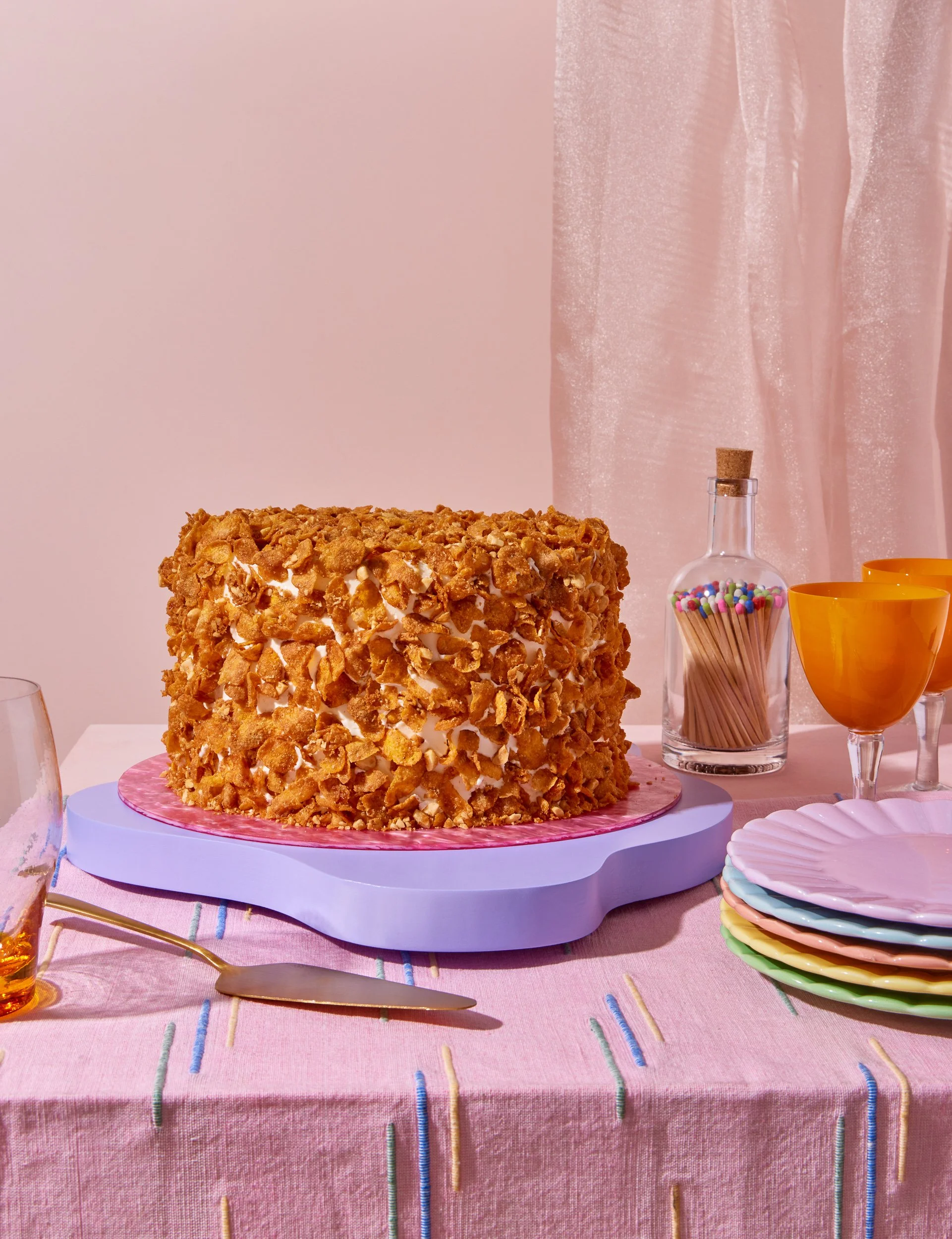 Cornflake cake photography for cookbook publishing