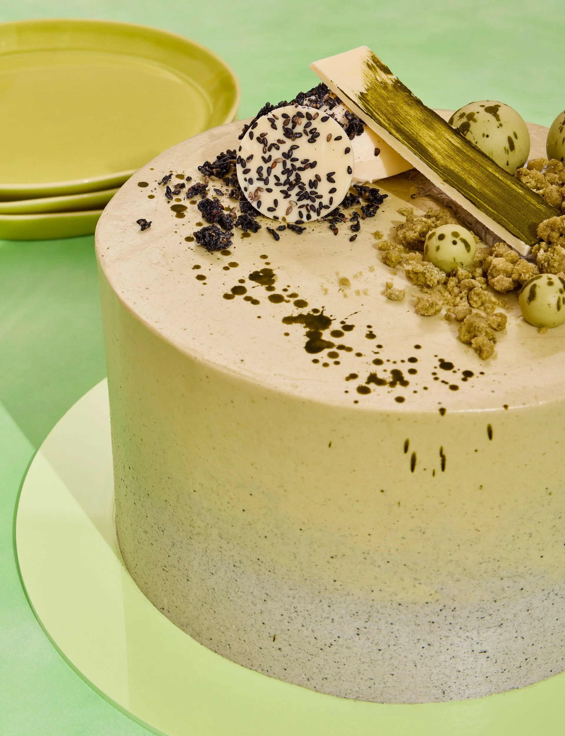 Matcha cake photography for cookbook publishing