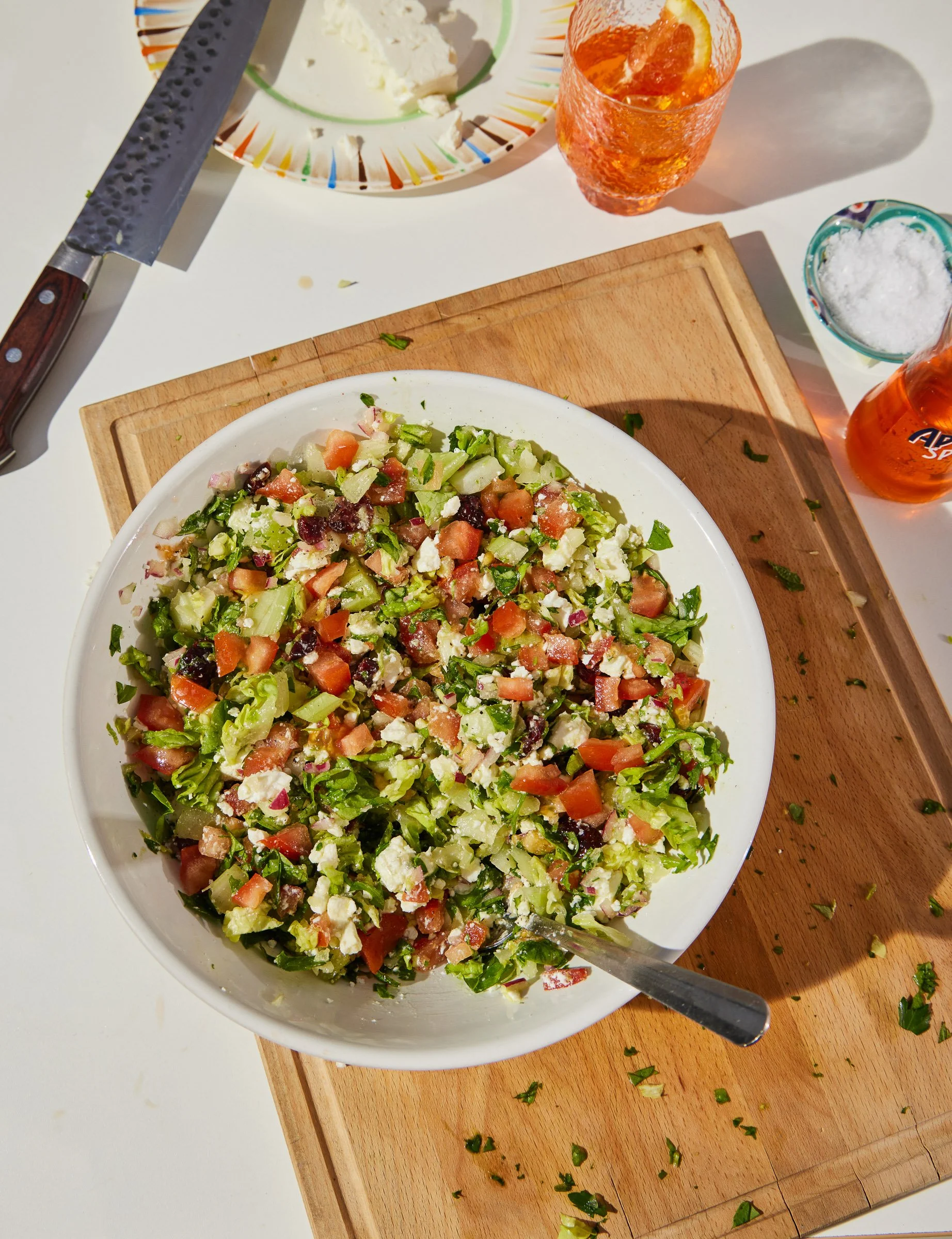 making a salad recipe photography