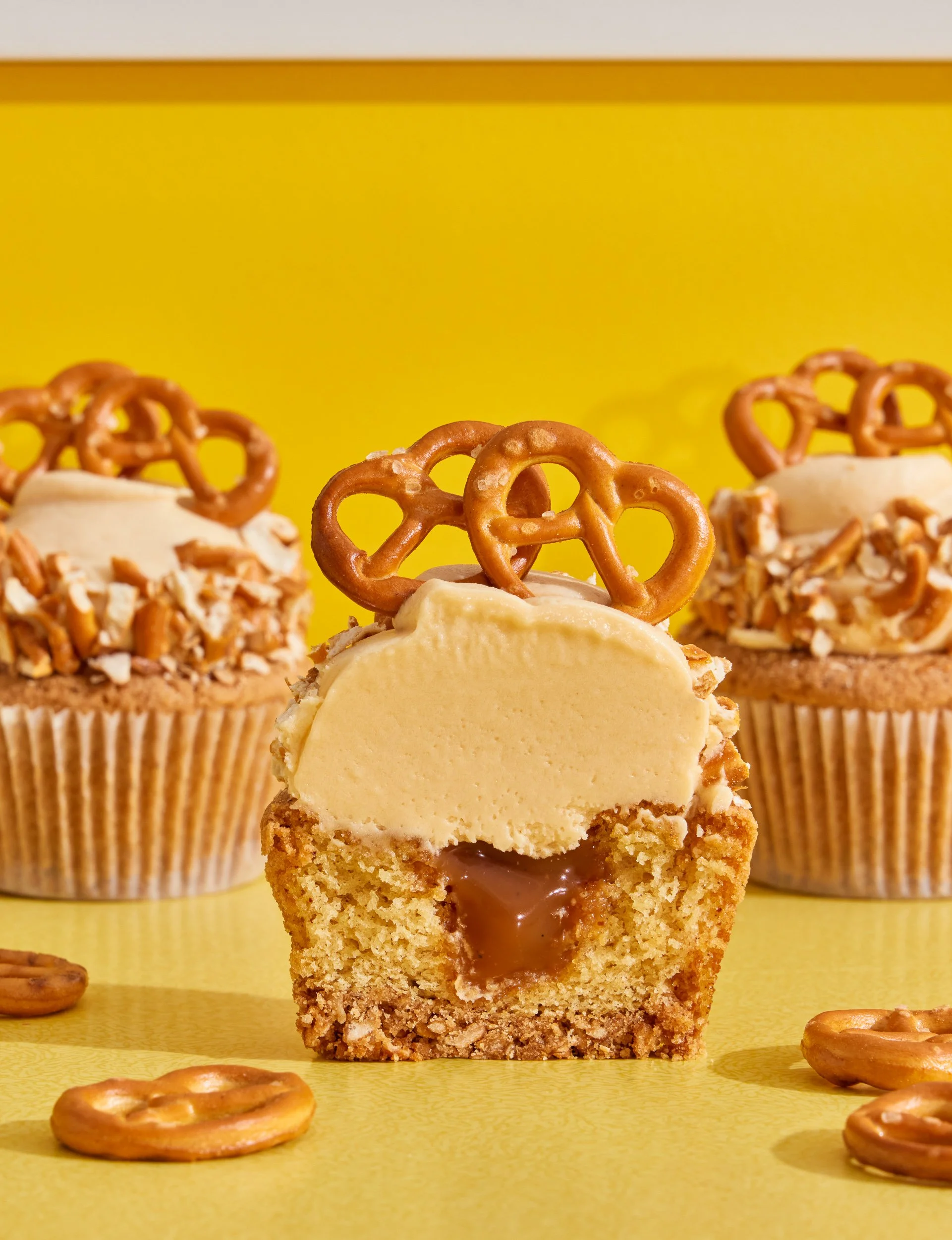 cupcake muffin pretzel photography for cookbook publishing