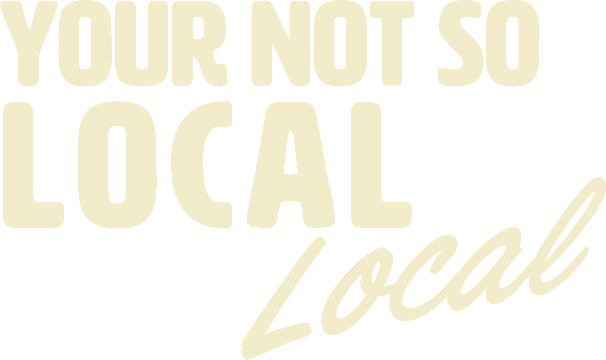 Text that says "Your not so local" with the word "local" in cursive.