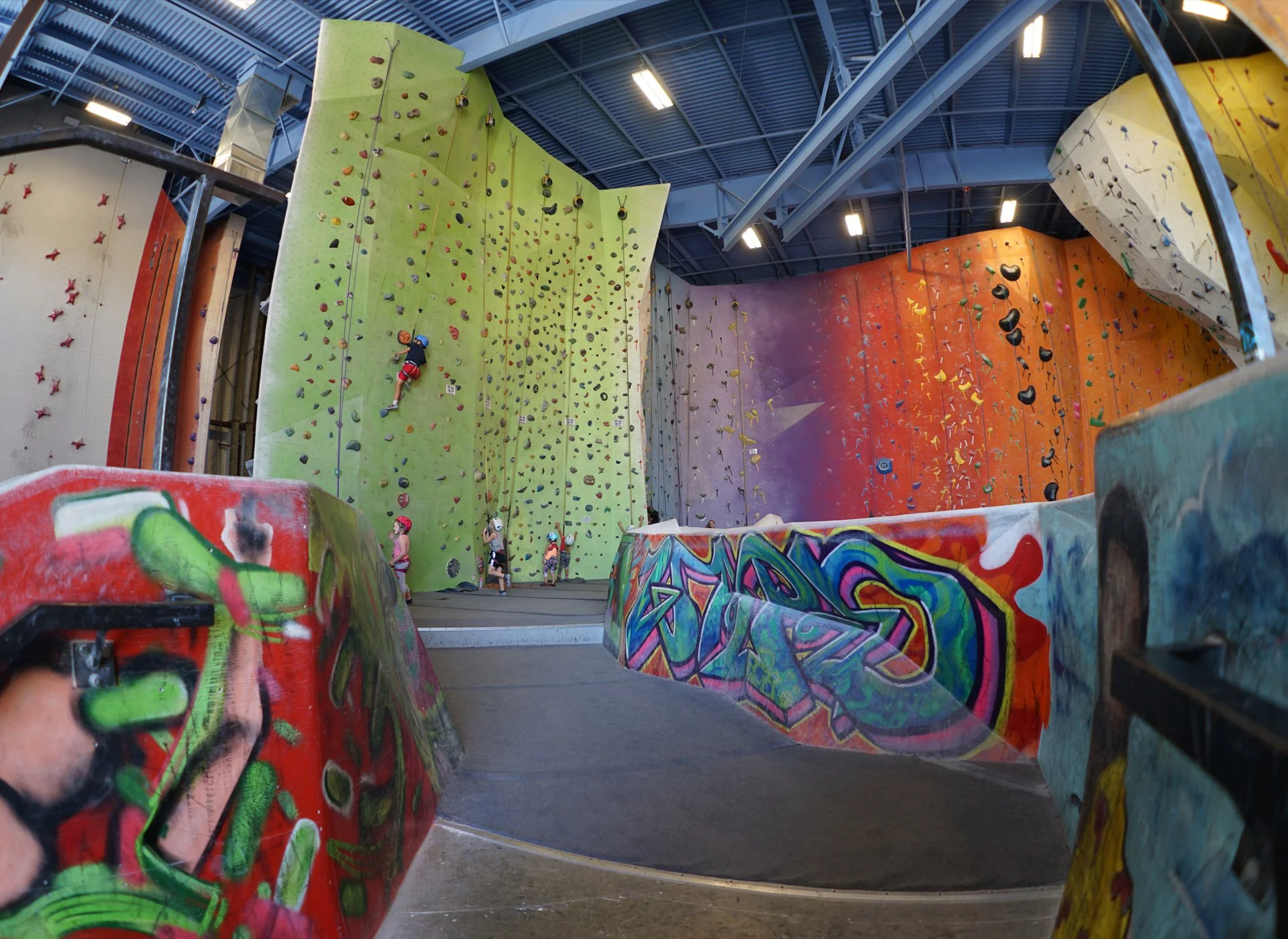 Climbing mezzanine at Planet Rock Madison Heights