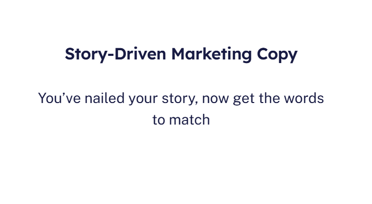 Story driven marketing copy button
