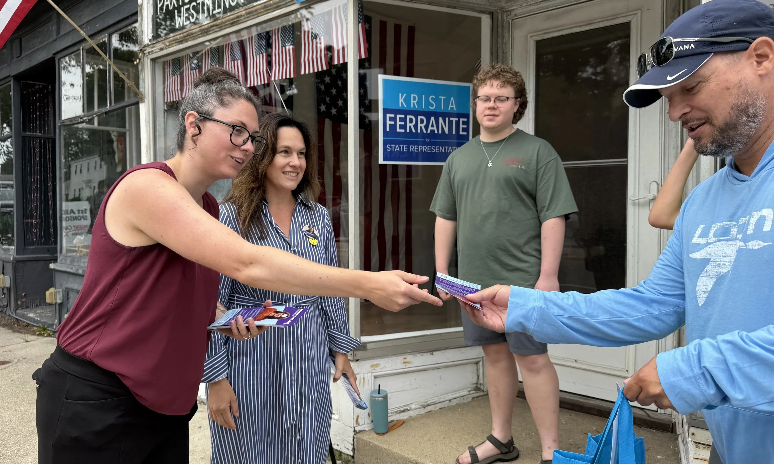 Shannon and Krista Ferrante meeting with voters at Holden Days on August 22. 