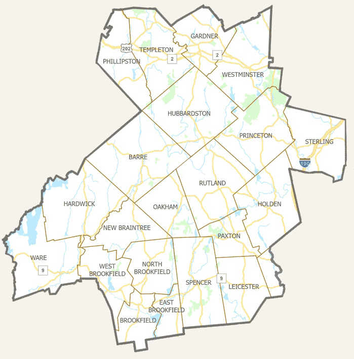 Map of towns in the district.
