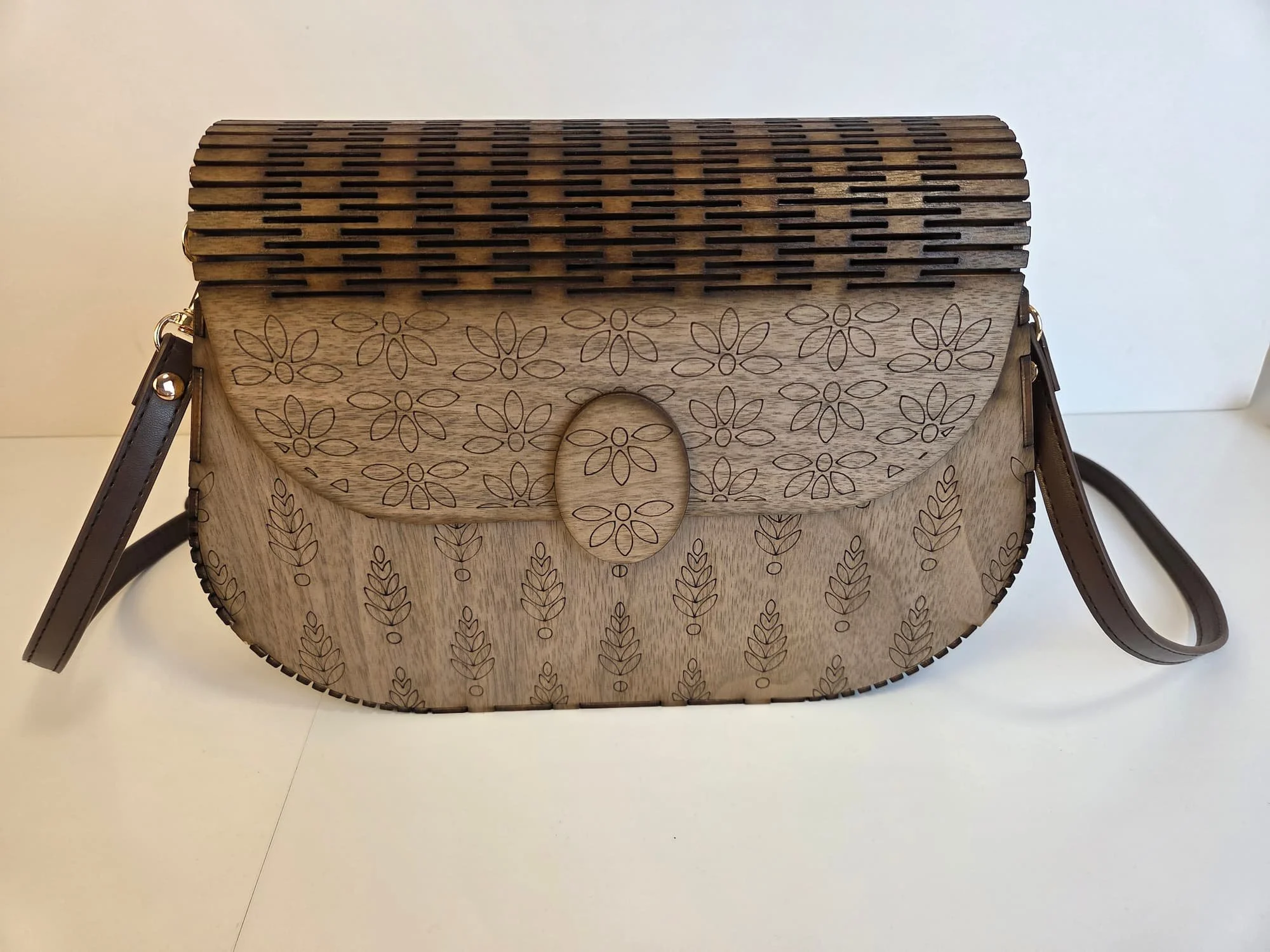 Laser-Cut Wooden Purse | Walnut