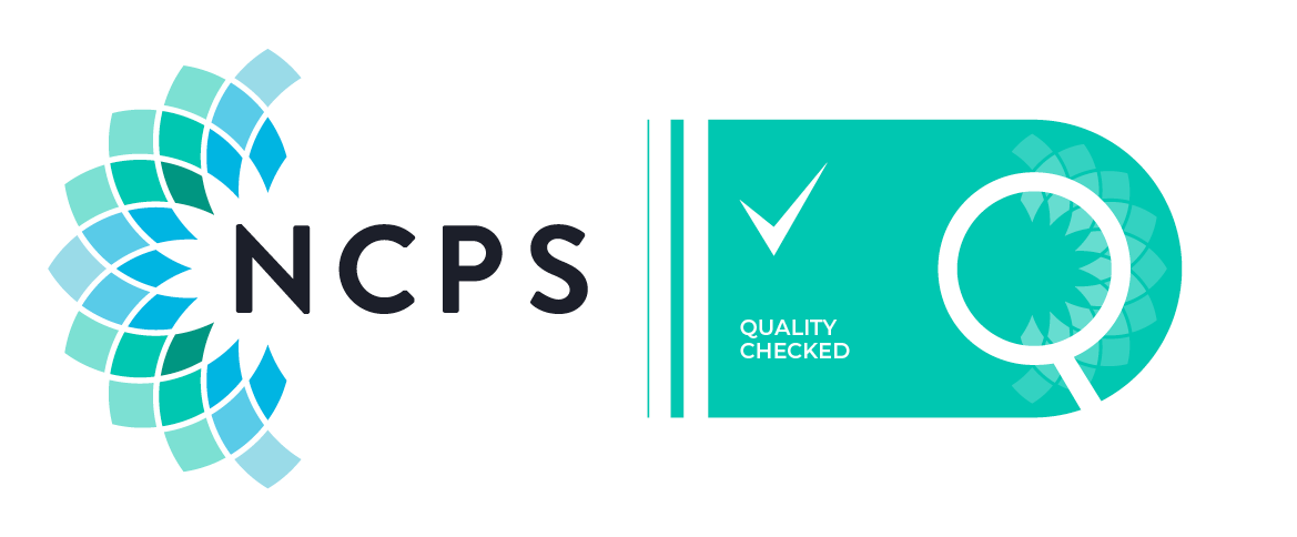 NCPS logo with a geometric design on the left and a 'Quality Checked' badge with a checkmark and a magnifying glass on the right.
