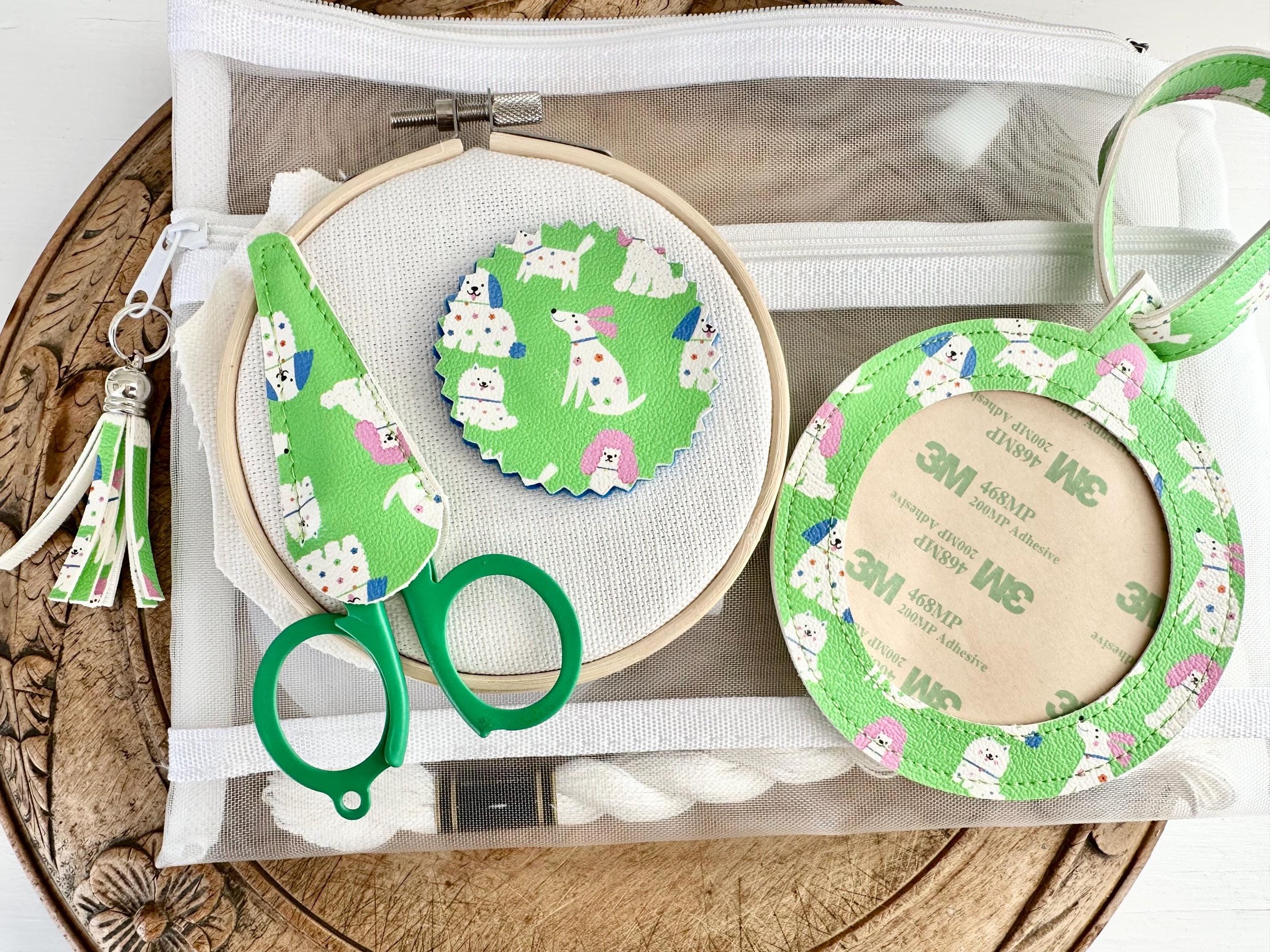 Embroidery Kit with Fabric, Hoop, and Supplies to Make Custom Initial Luggage Tag