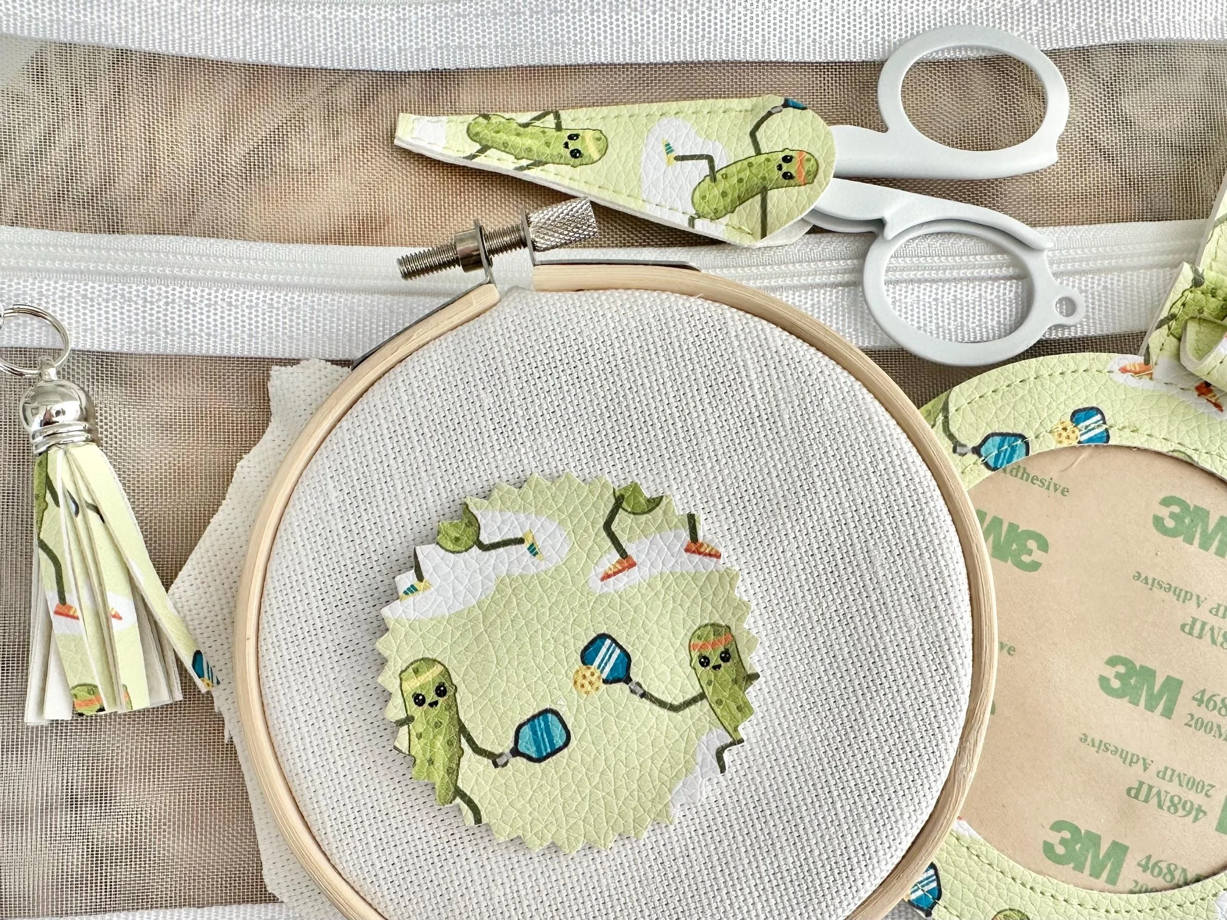 Embroidery Kit with Fabric, Hoop, and Supplies to Make Custom Initial Luggage Tag