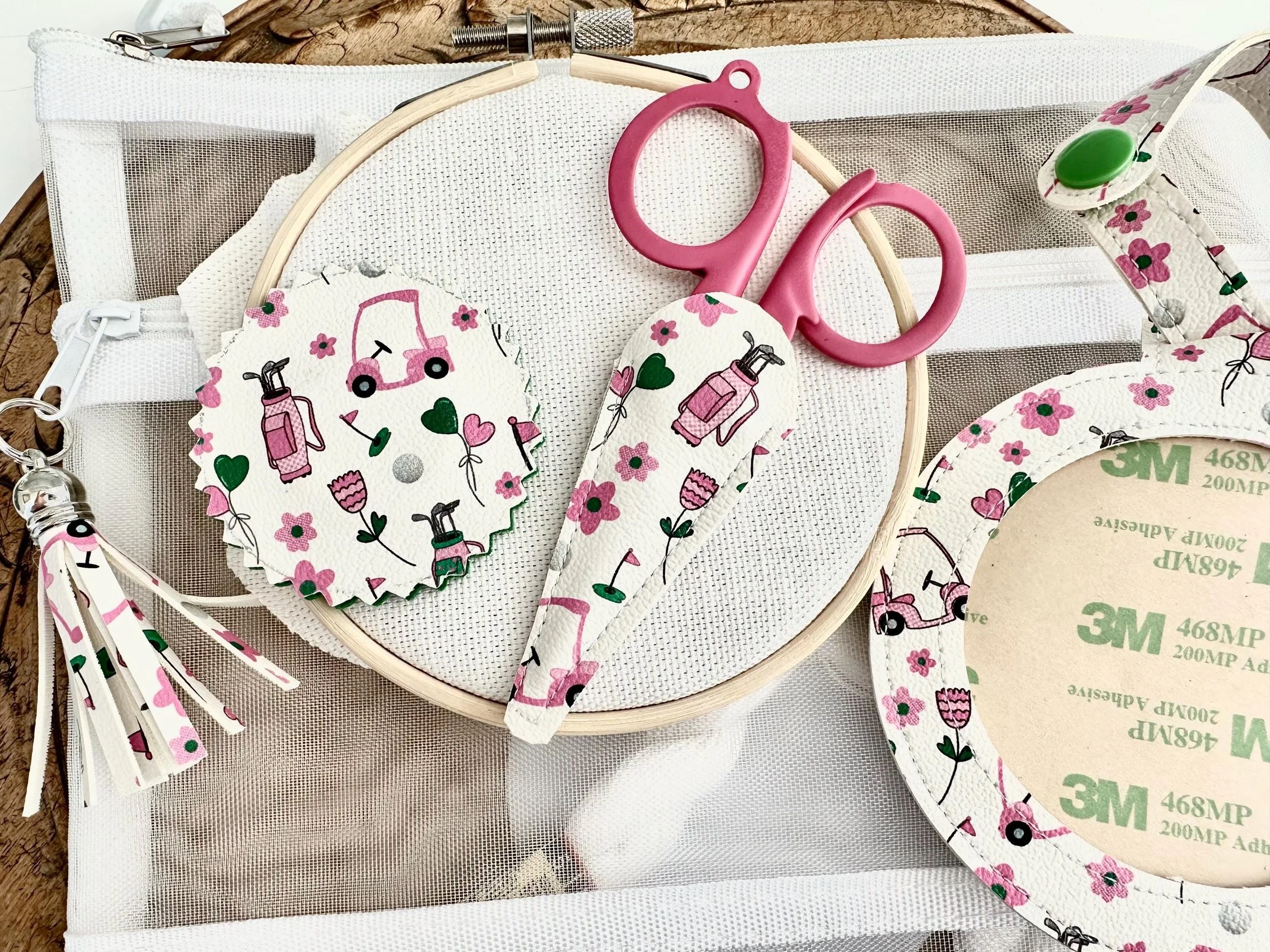 Embroidery Kit with Fabric, Hoop, and Supplies to Make Custom Initial Luggage Tag